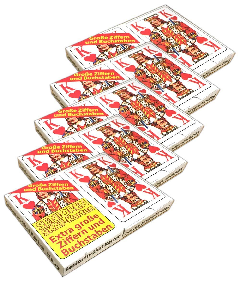 HAC24 Spiel, 10x 32 Spielkarten Senioren-Skat Skatblatt Skatkarten Skatspiel, Extra große Symbole