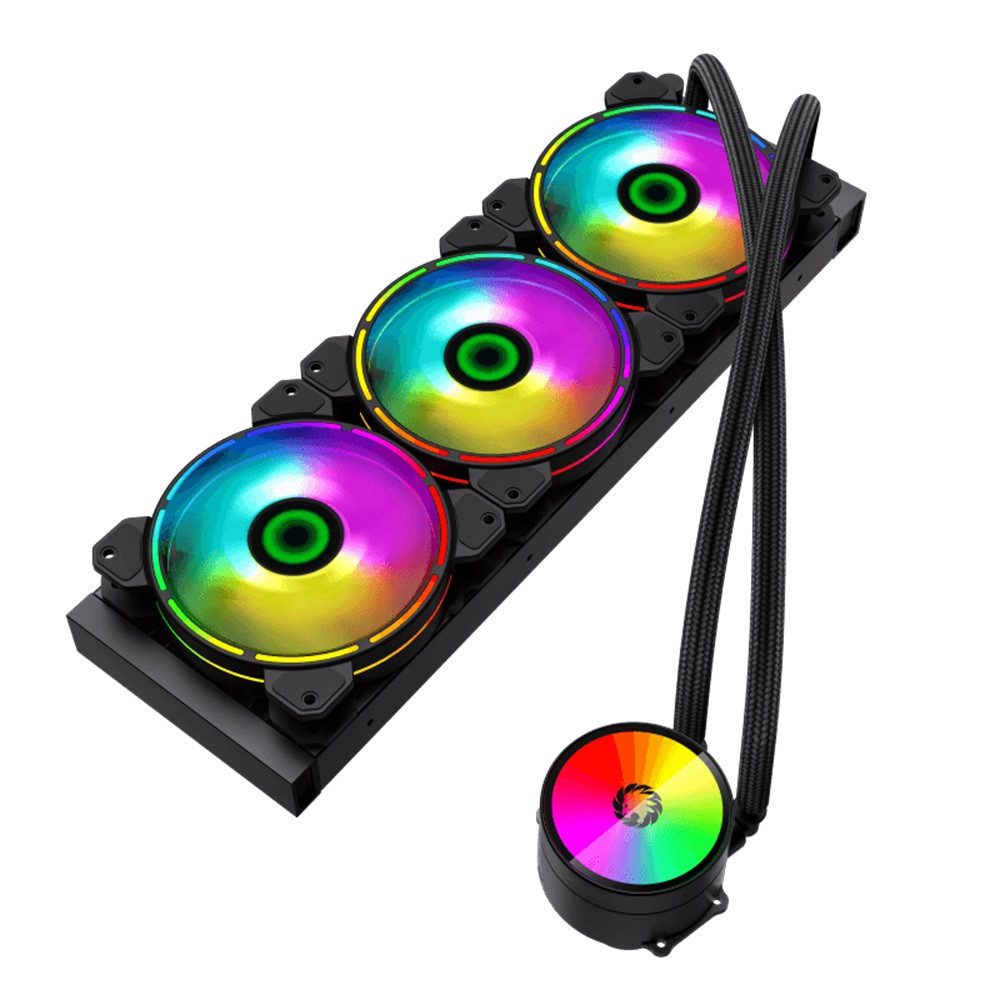 GAMEMAX Wasserkühlung IceChill 360 ARGB Beleuchtung, Aluminium, 3 Lüfter mit 71,60 CFM, Gleitlager ≤32,3 dBA