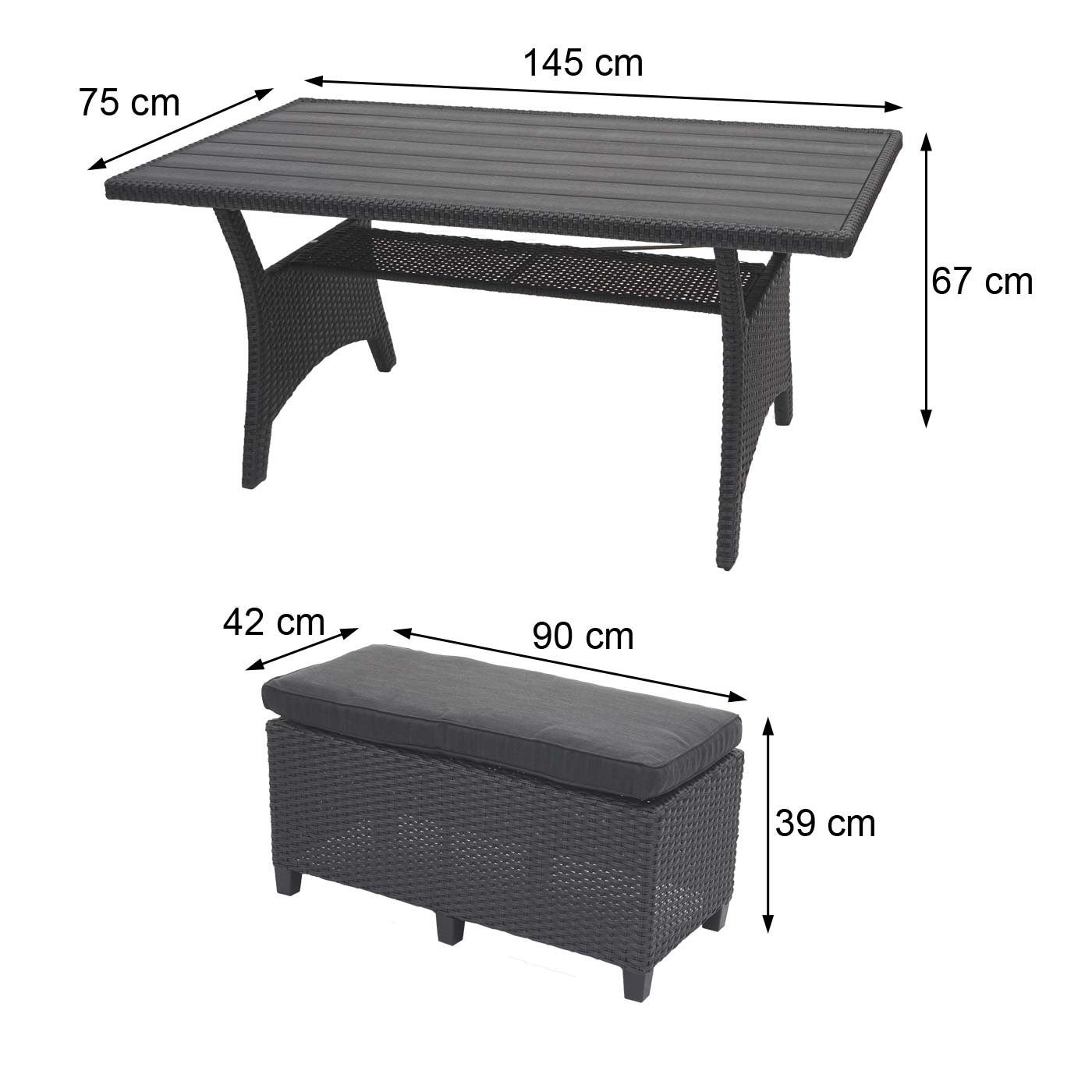 MCW 7 Tisch Bezüge grau MCW-E96, wasserabweisend Polstergarnitur Sitzplätze, mit Ablagefläche, (4-tlg),