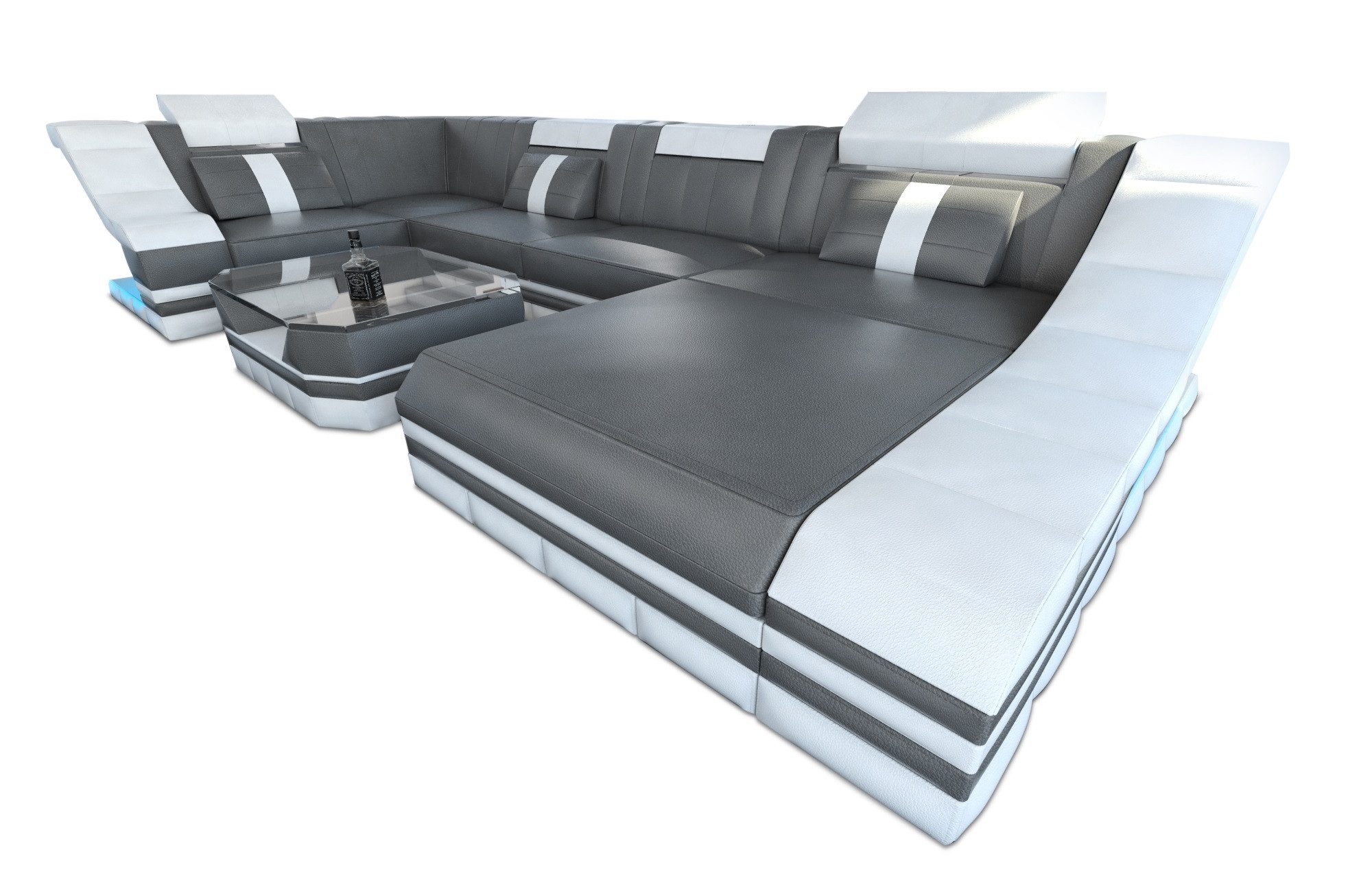 Sofa Dreams Wohnlandschaft Ledersofa Ledercouch Turino U Form Leder Sofa, C günstig online kaufen