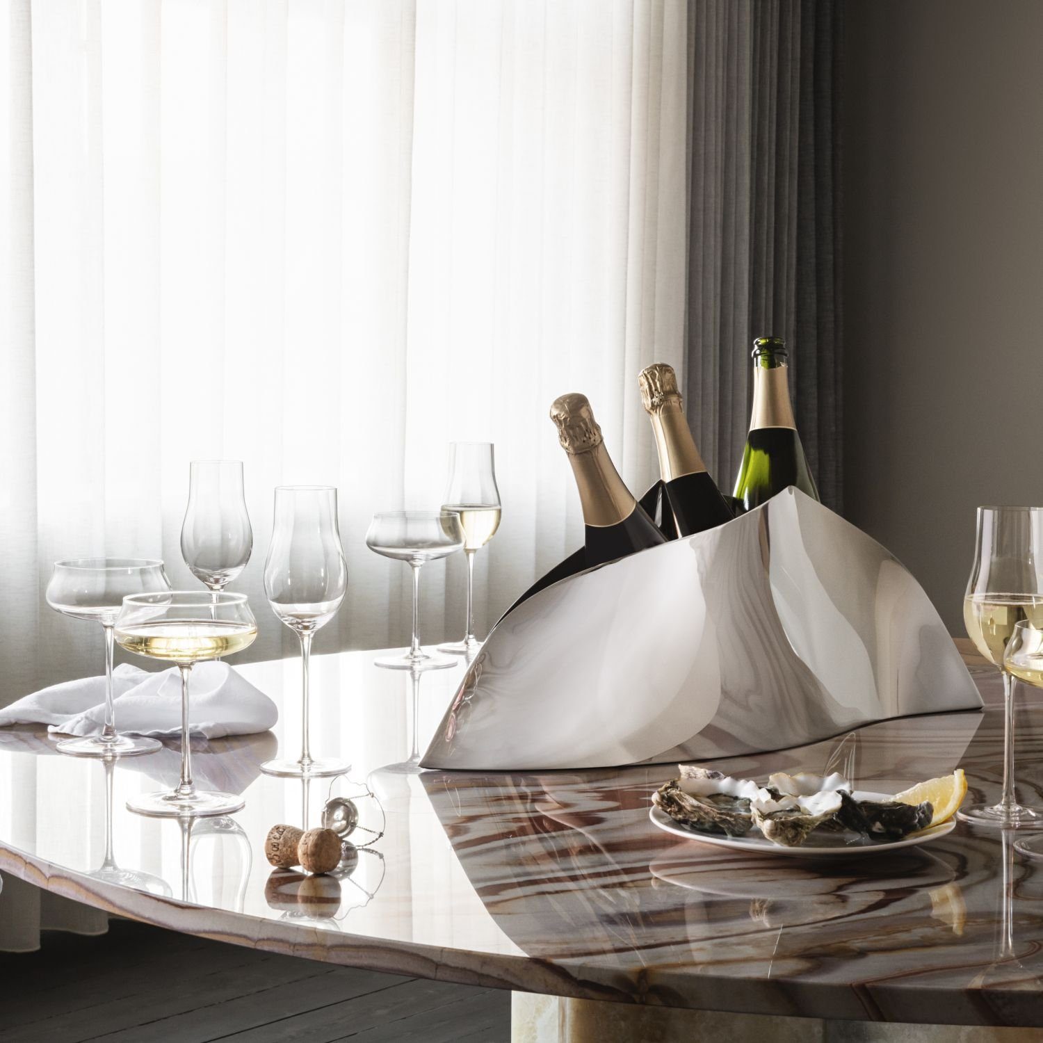 Georg Jensen Cocktailglas Bernadotte, Kristallglas, 2er Set