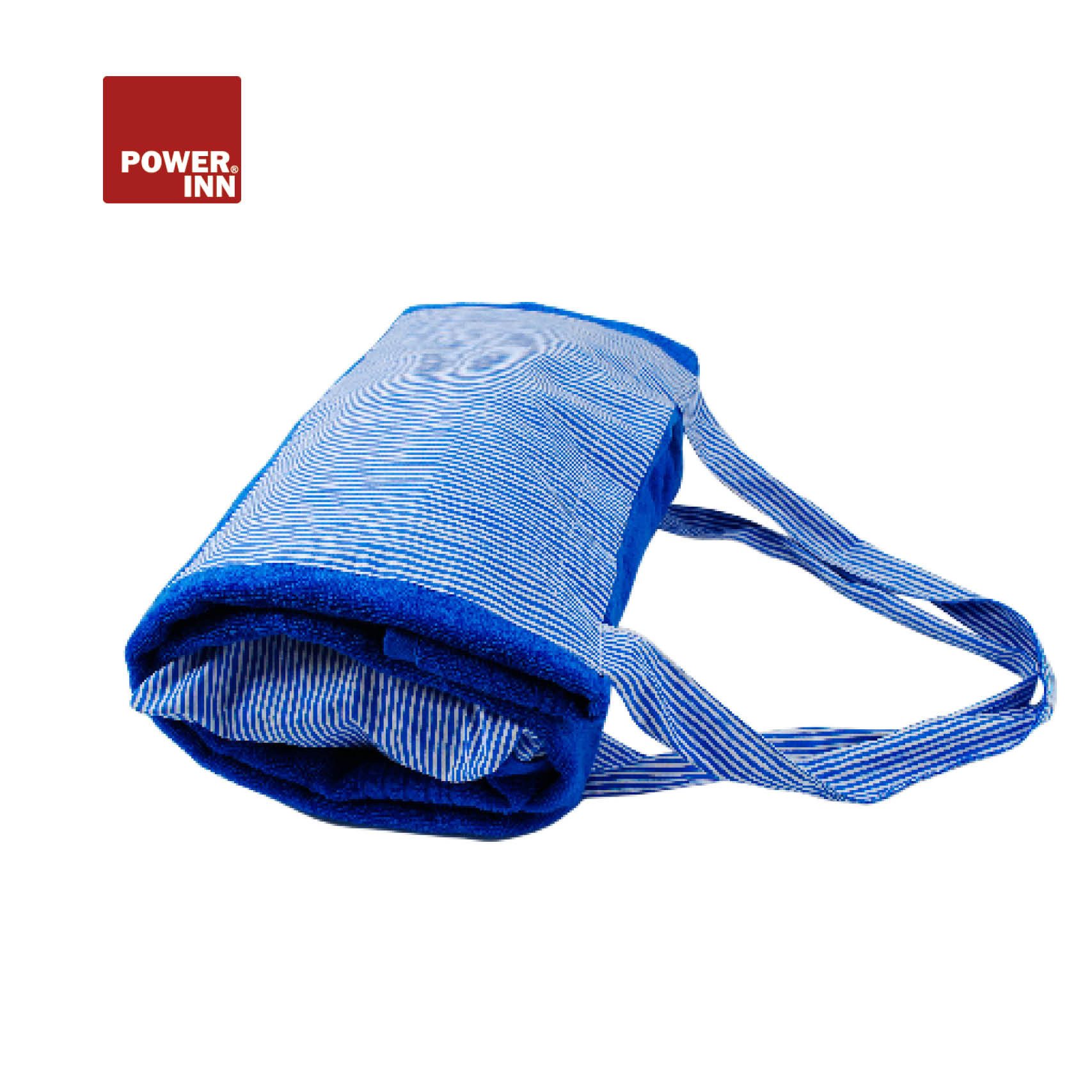 POWER INN Strandtuch POWER INN Strandtuchtasche ca. 95x178cm, Blau, Liegehandtuch 3 in 1, (2-St), herausnehmbares Innenkissen