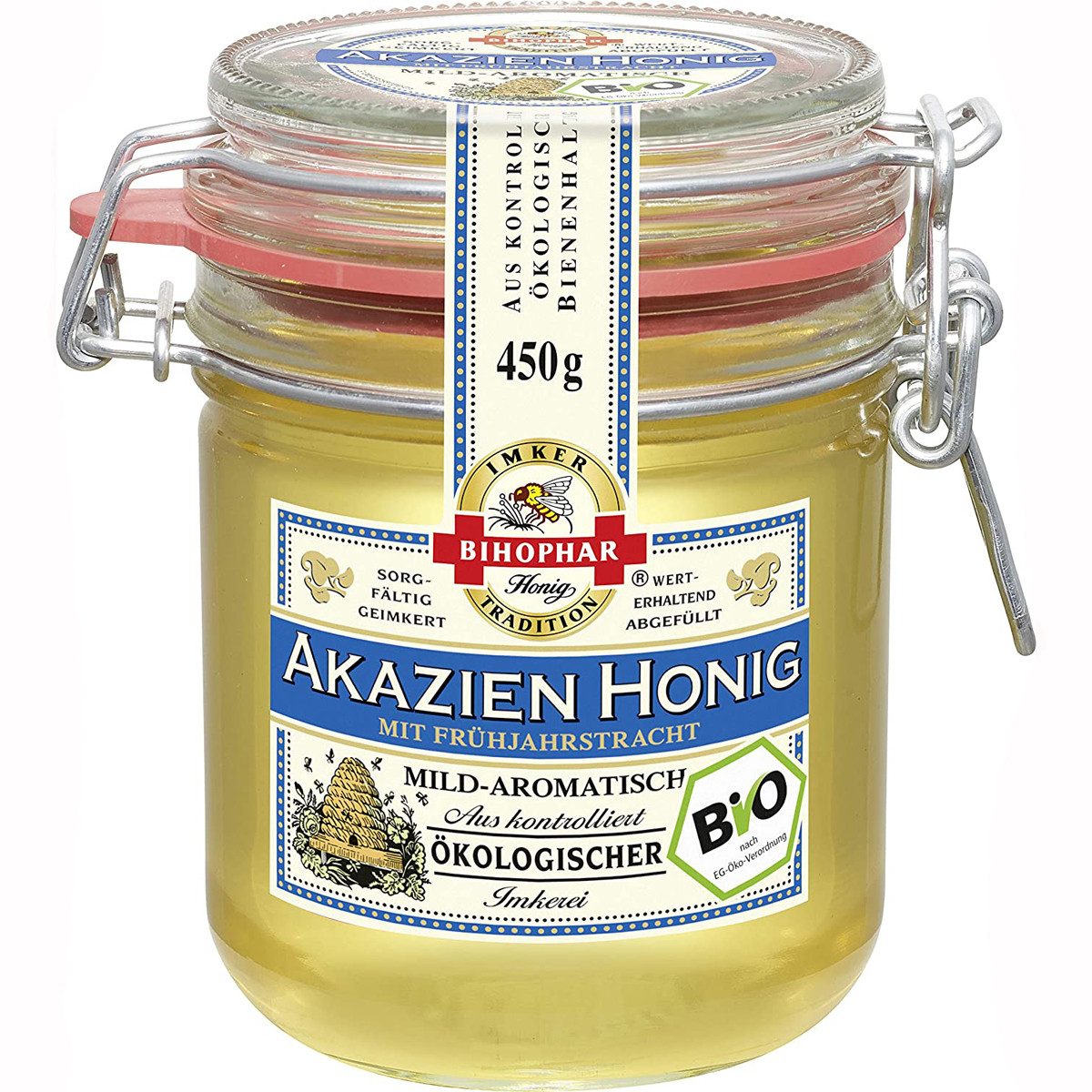 BIHOPHAR Honig, Bihophar Bio Akazien Honig mild aromatisch flüssig im Glas 450g