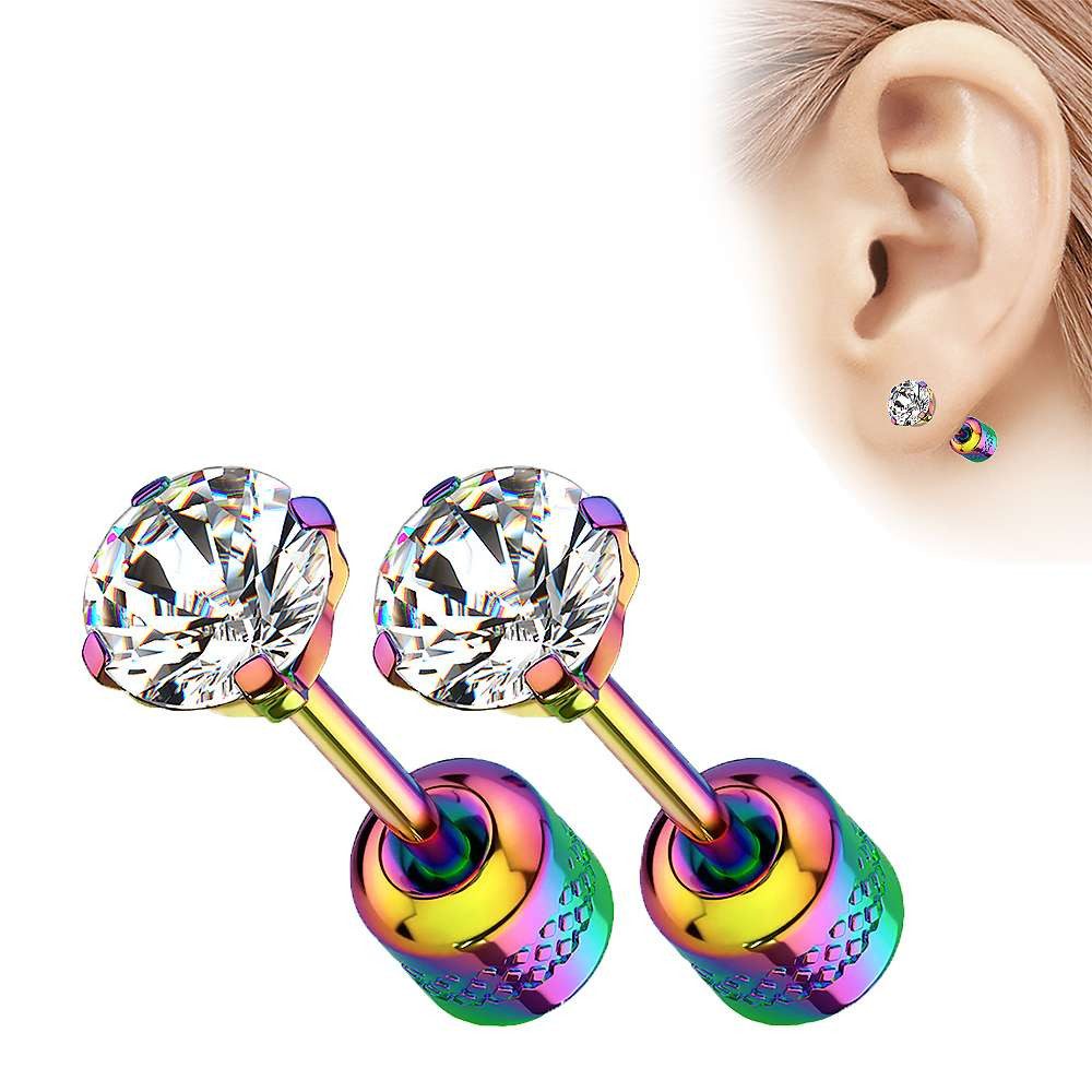 Taffstyle Paar Ohrstecker Gesundheitsstecker Ohrringe Erststecker Chirurgenstahl mit Kristall (Medizinische Ohrringe für empfindliche Ohren mit Zirkonia Kristall)