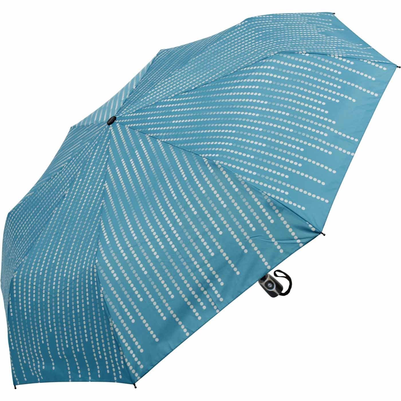 Damen Taschenregenschirm Fiber als Sonnenschirm elegant, stabil blau UV-Schutz nutzbar doppler® Magic Glamour, - und Auf-Zu