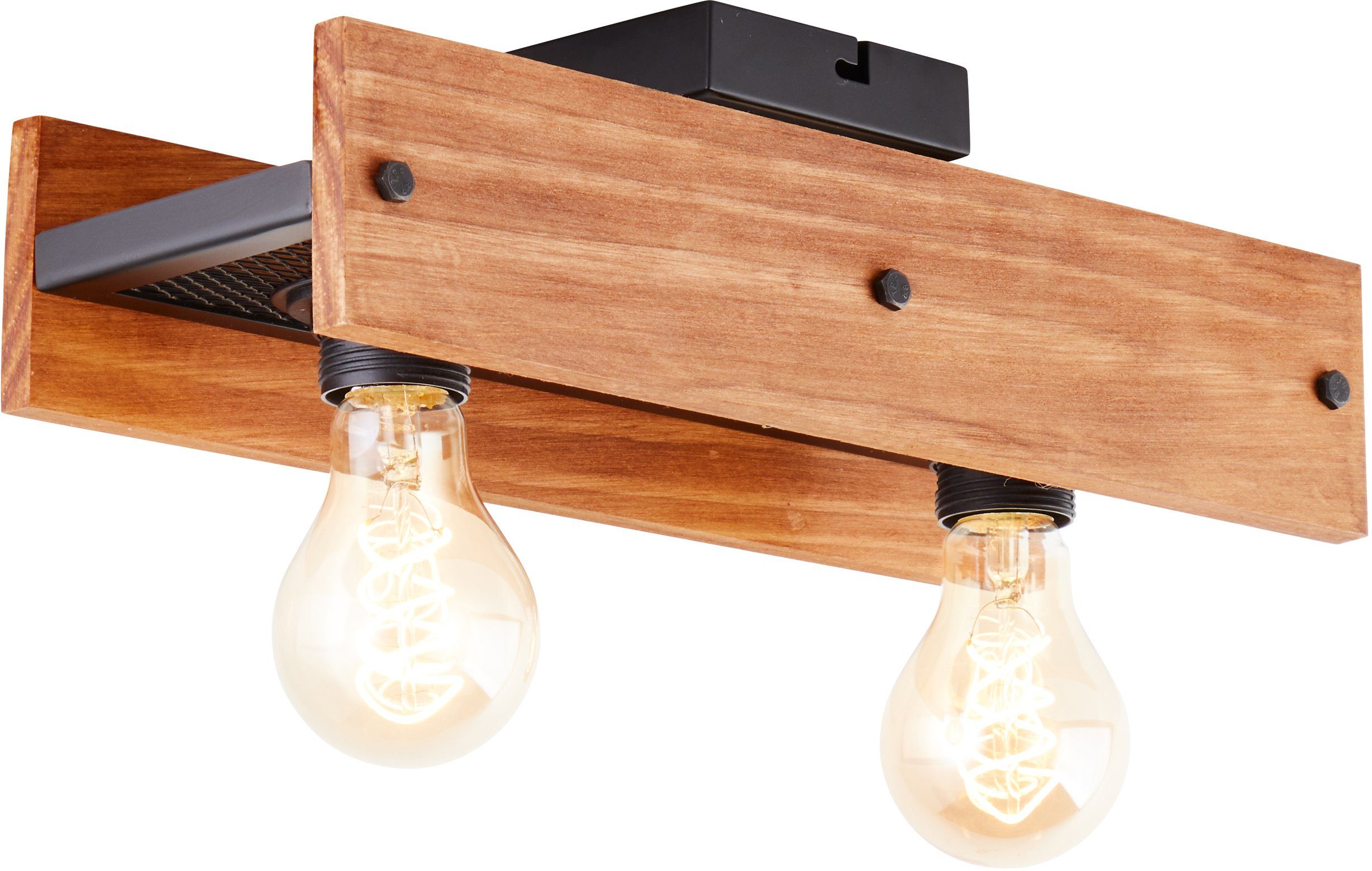 Brilliant Deckenleuchte Calandra, ohne Leuchtmittel, 38 cm Breite, 2 x E27, Metall/Holz, schwarz/holz