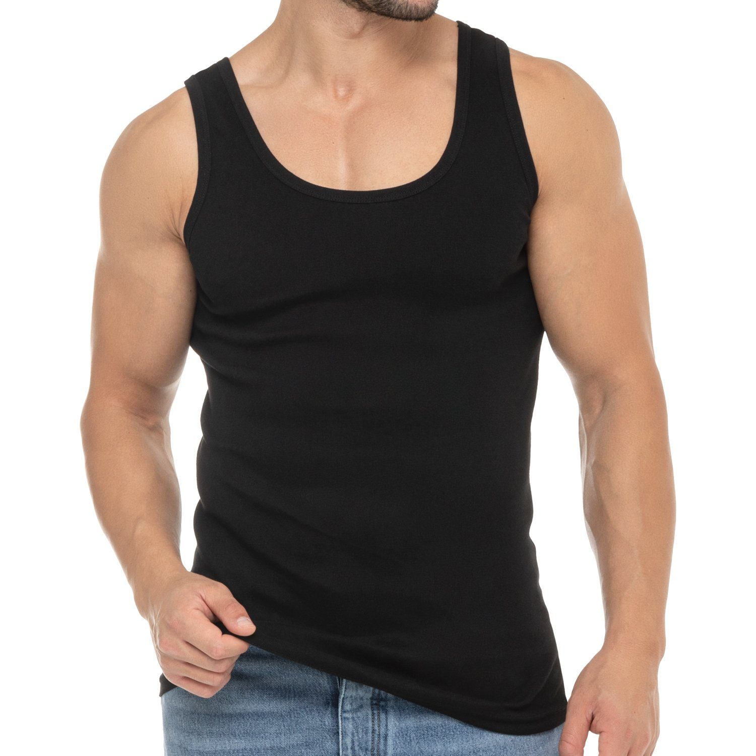 celodoro Unterhemd Herren Feinripp Tank Top (4er Pack) - Unterhemd ohne Naht