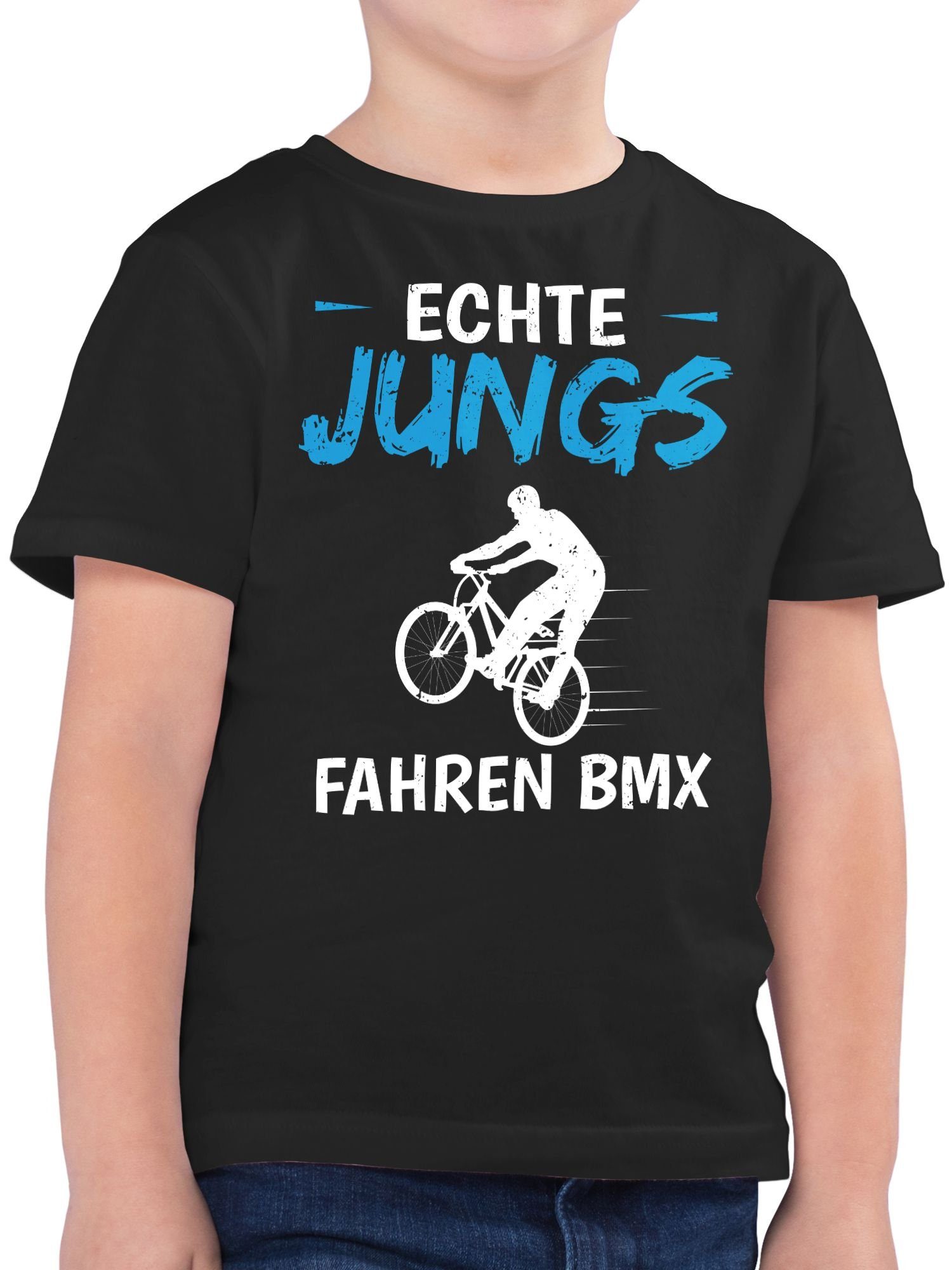 Shirtracer T-Shirt Echte Jungs fahren BMX Kinder Sport Kleidung 1 Schwarz