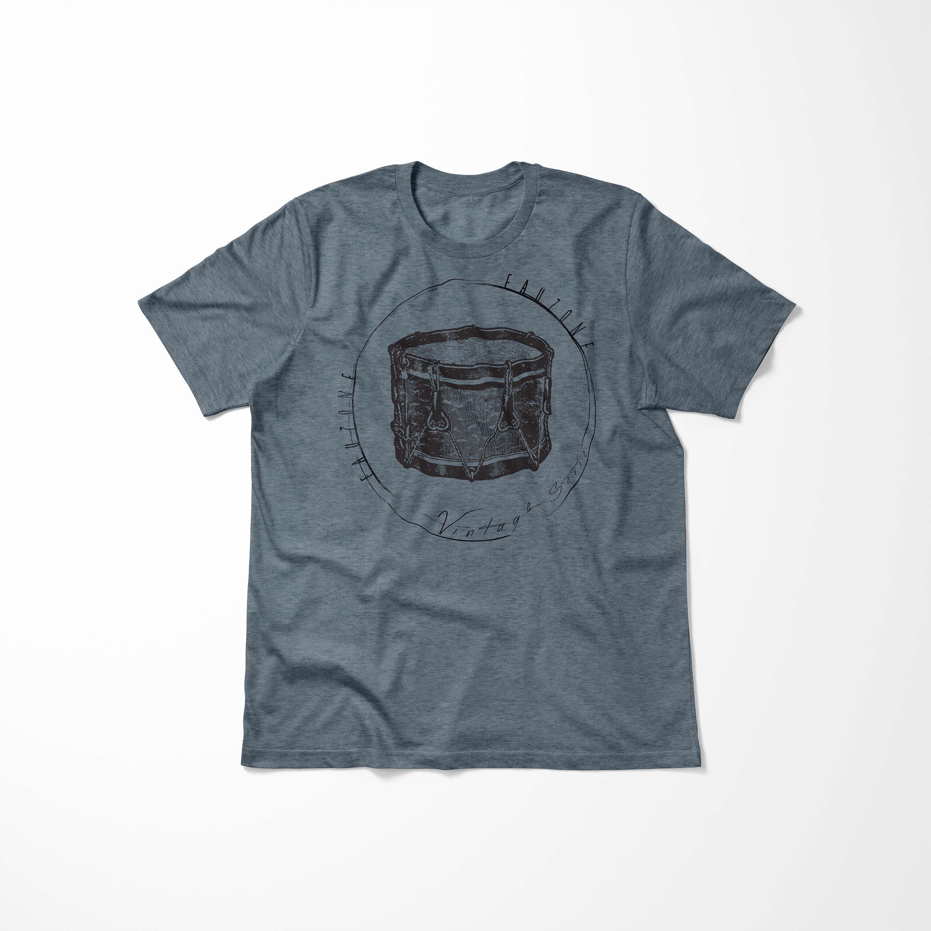 Sinus Art T-Shirt Vintage Indigo T-Shirt Trommel Herren