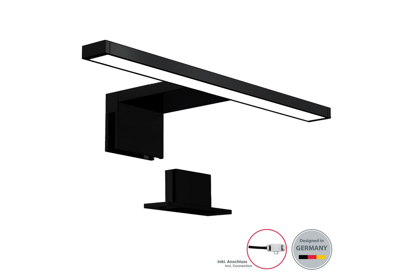 B.K.Licht LED Spiegelleuchte Badleuchte LED Spiegelleuchte 30cm Schminklicht, LED fest integriert, 2700K - Extra-Warmweiß, 4000K 5W 650lm Badezimmer-Beleuchtung Spiegelschrank schwarz - BKL1405