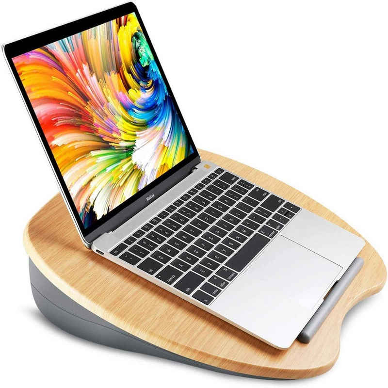 RICOO Laptoptisch LA0036, Laptop-Kissen Laptop-Ständer mit Kabelführung Knietablett Holz Optik