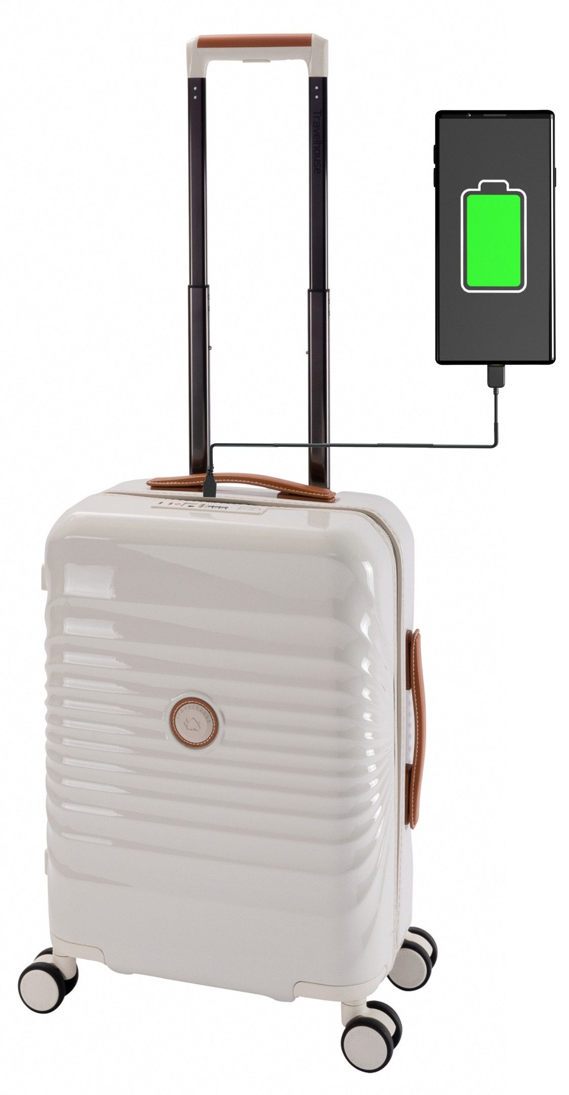 Travelhouse Handgepäck-Trolley Capri, 4 Rollen, mit USB + USB C, Rollenbremse & Polycarbonat Hartschale