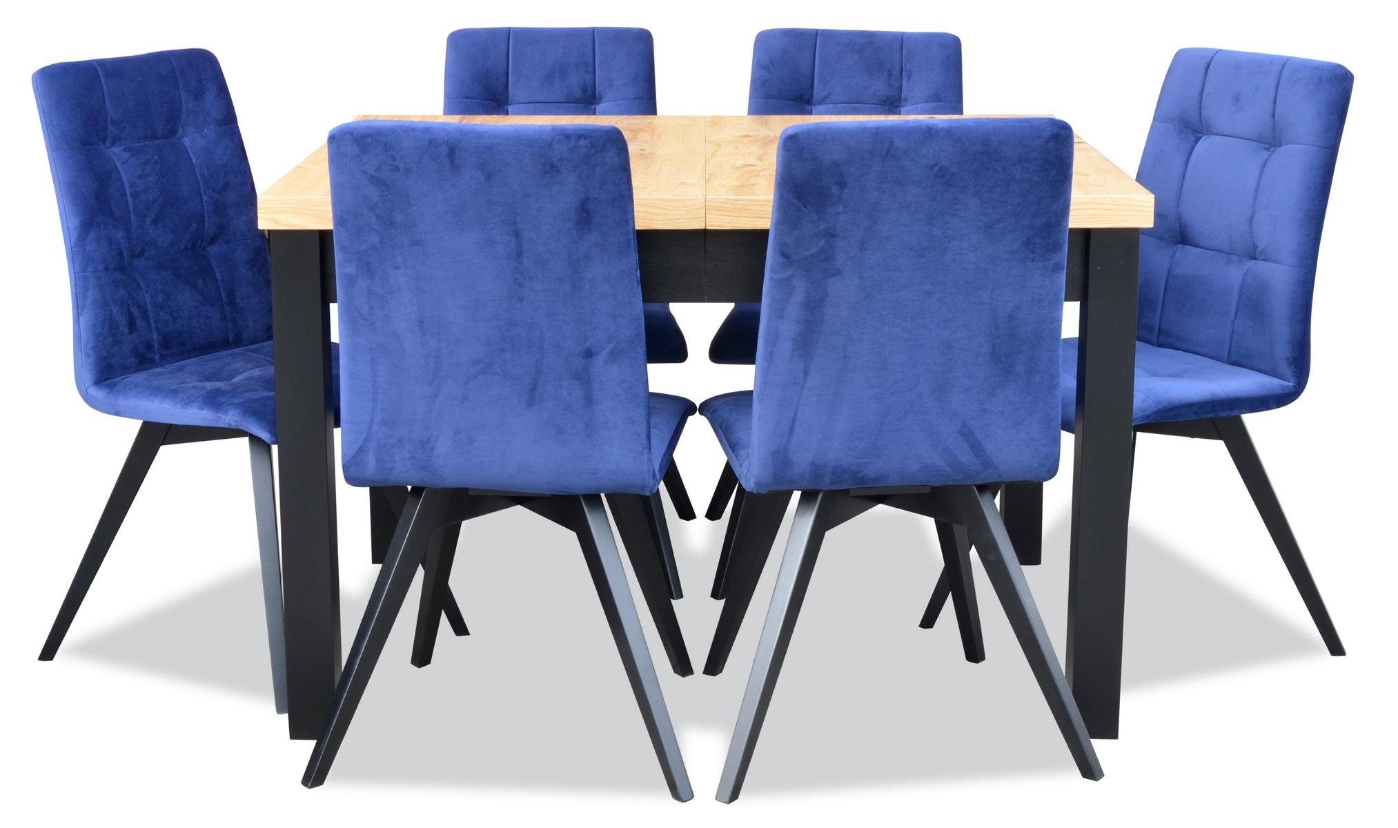 JVmoebel Essgruppe, Luxus Esszimmer Designer Stühle Garnitur Set Design 7tlg. 6 Design Tisch Möbel 