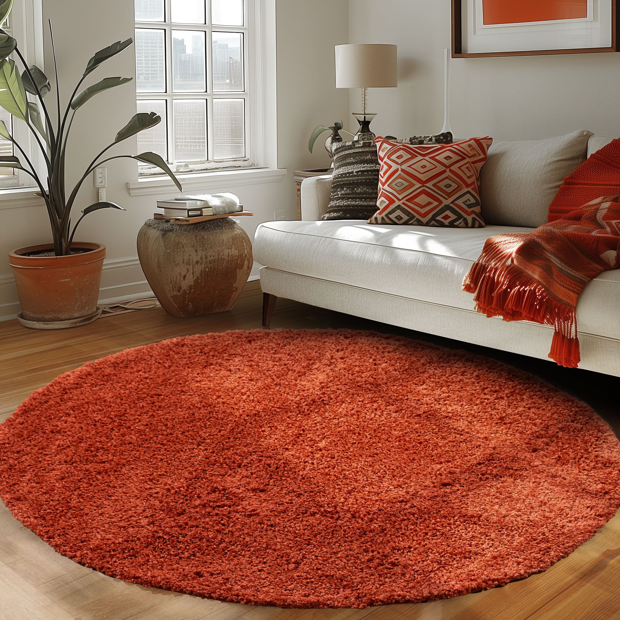 Carpettex Hochflor-Teppich Unicolor - Einfarbig, Rund, günstig online kaufen
