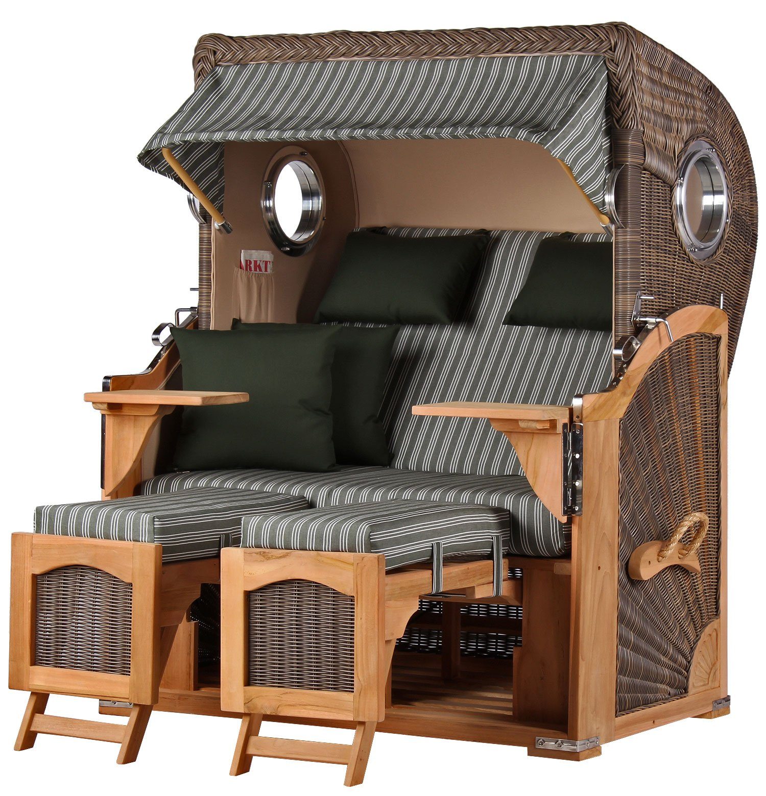 bene living Strandkorb »Ammersee Teak Bullauge PE grau Modell 504