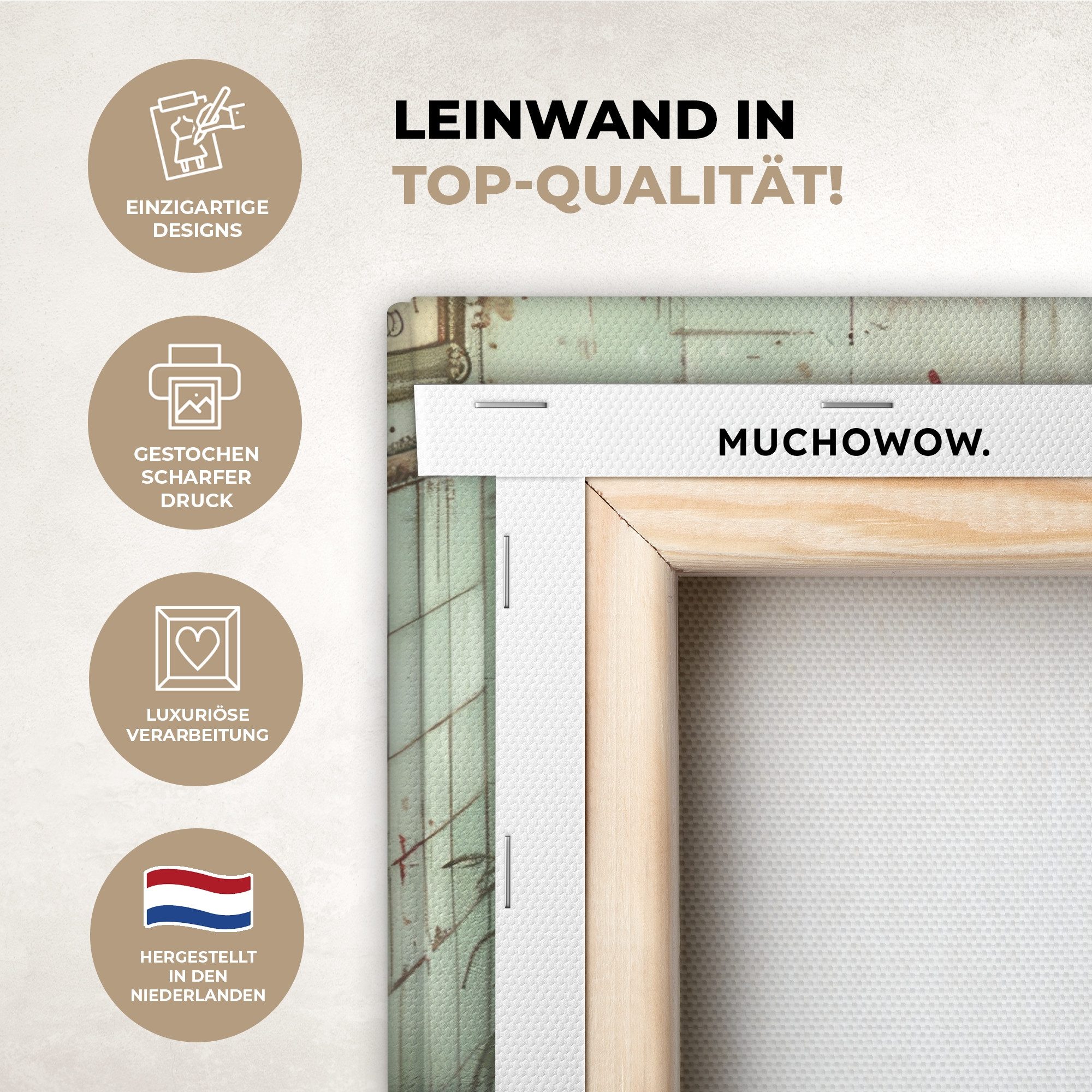 OneMillionCanvasses® Leinwandbild Weinlese - Toilette - Illustration, Fotod günstig online kaufen