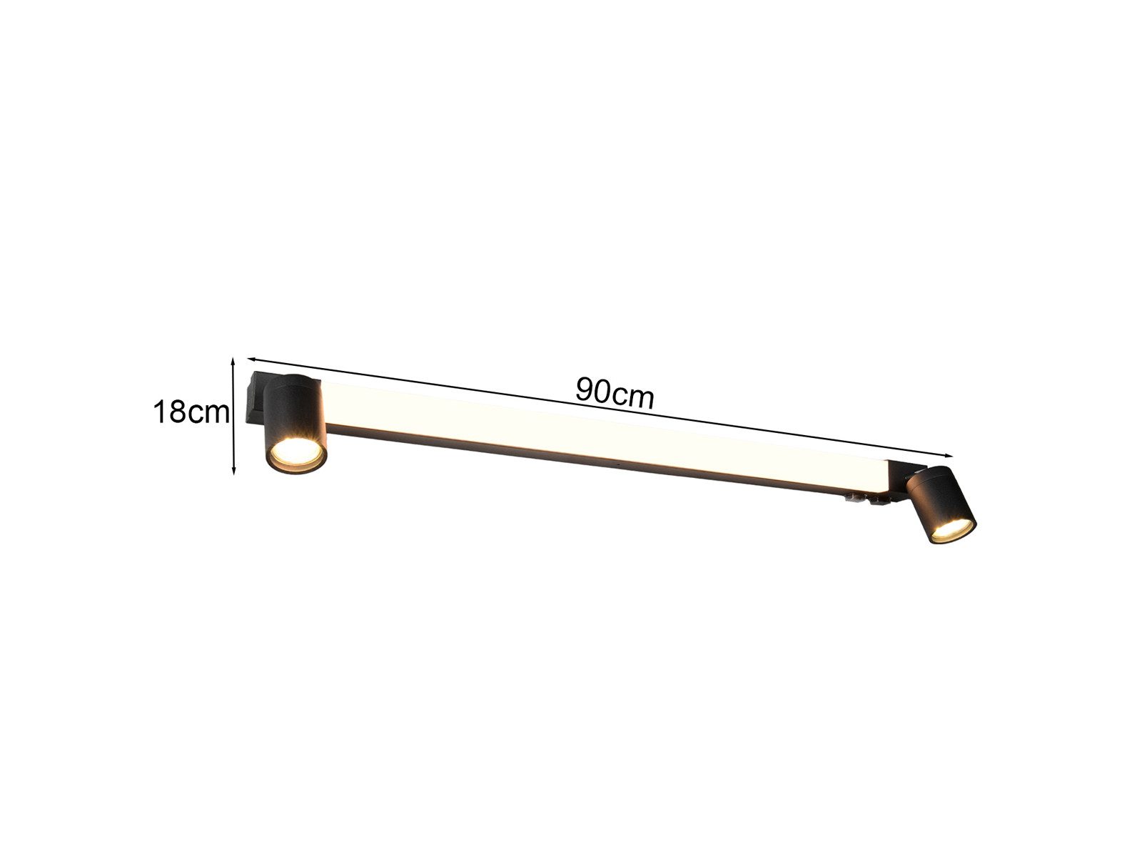 TRIO Leuchten LED Spiegelleuchte mit Schalter & 2 Strahlern, Breite 90cm, Memoryfunktion, LED fest integriert, LED wechselbar, Neutralweiß, Warmweiß, Badezimmer – Bild 4 von 5