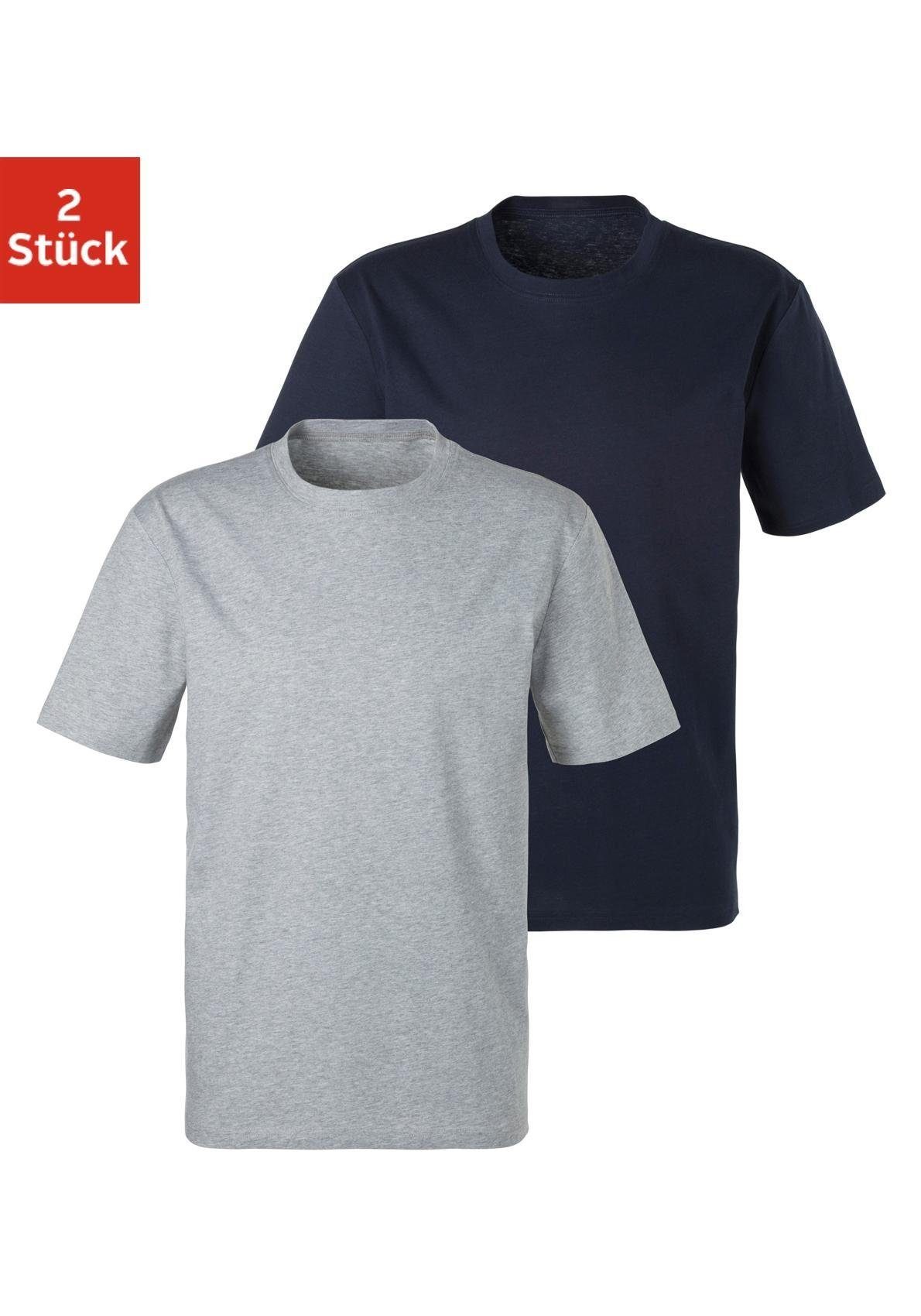 Bench. Loungewear T-Shirt (2er-Pack) Basic in uni grau-meliert, navy | T-Shirts
