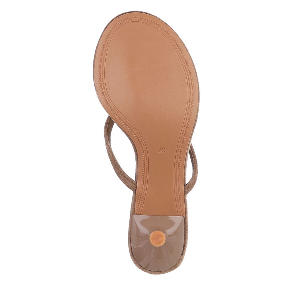 Ital-Design Damen Zehentrenner Pantolette mit Schmuckdetail und Absatz Zehentrenner (91848895) Pfennig-/Stilettoabsatz Sandalen & Sandaletten in Hellbraun