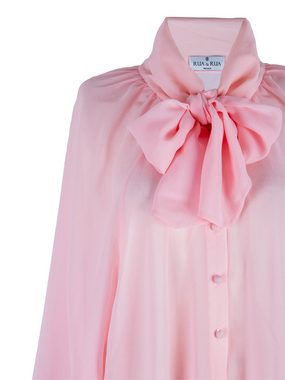 RUA & RUA Chiffonbluse Bluse Hemd aus Seide mit Schleifenkragen in Pink (1-tlg)