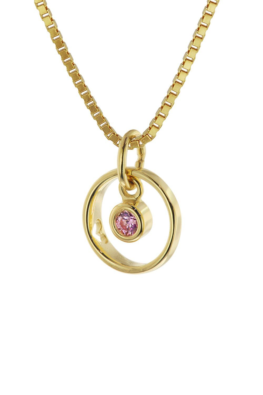 trendor Kette mit Anhänger 51099, Kinder Taufring Herz Gold 333 + Vergoldete Silberkette