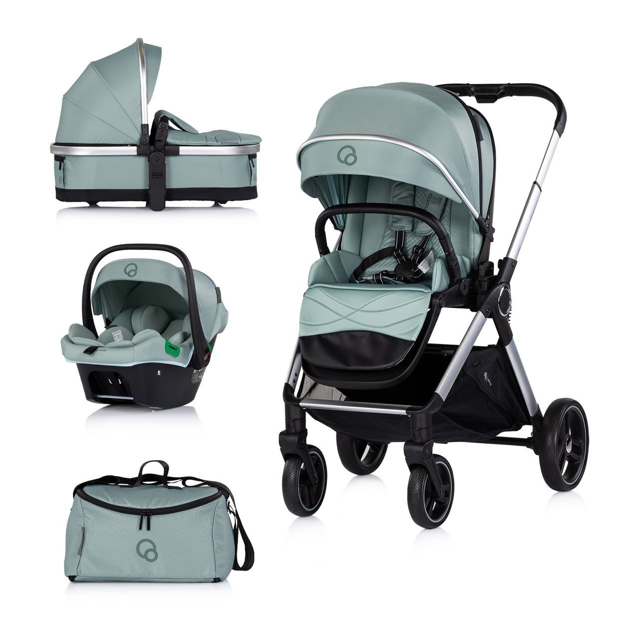 Chipolino Kombi-Kinderwagen Kombikinderwagen 3in1 Euphoria, Sportsitz Babyschale umbaubar klappbar