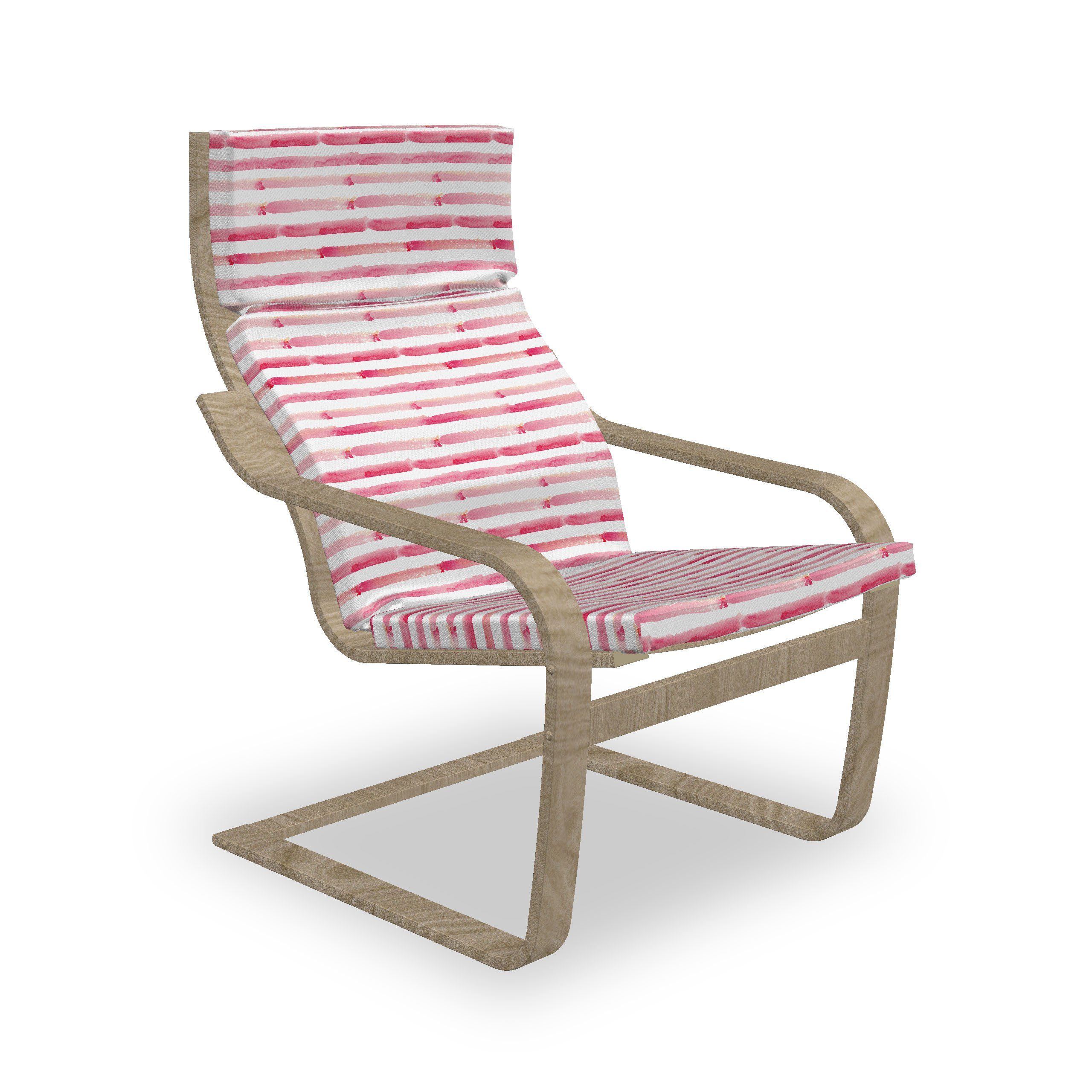 Rosa-Farbigen und Stuhlkissen Hakenschlaufe Sitzkissen Reißverschluss, Abakuhaus Aquarell Stuhlkissen mit Streifen mit