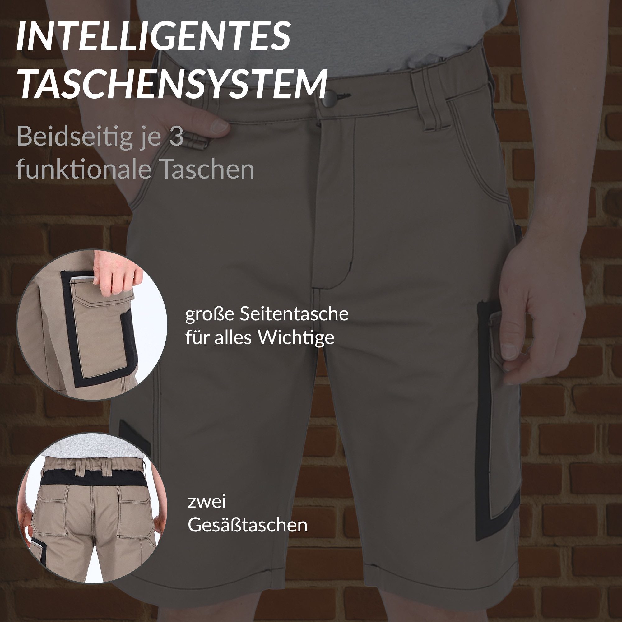 ELIWORX Arbeitsshorts Herren – Kurze Arbeitshose mit Stretch & Werkzeugtaschen - Kurze Hose Kurze Herrenshorts für Sommer & Werkstatt – Robust & Bequem – Bild 4 von 5