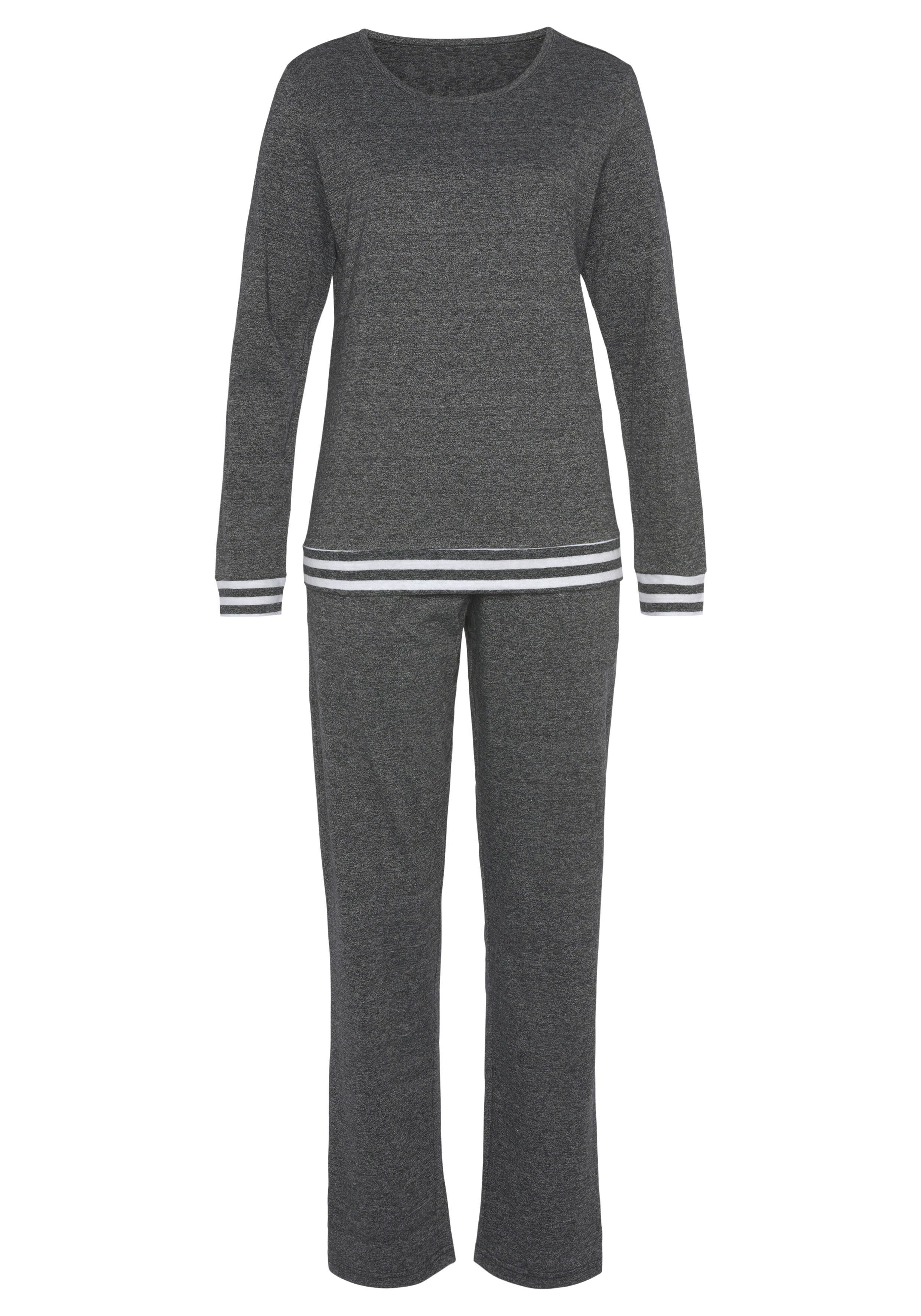 Vivance Dreams Pyjama, (2 tlg.), mit gestreiften Bündchen günstig online kaufen