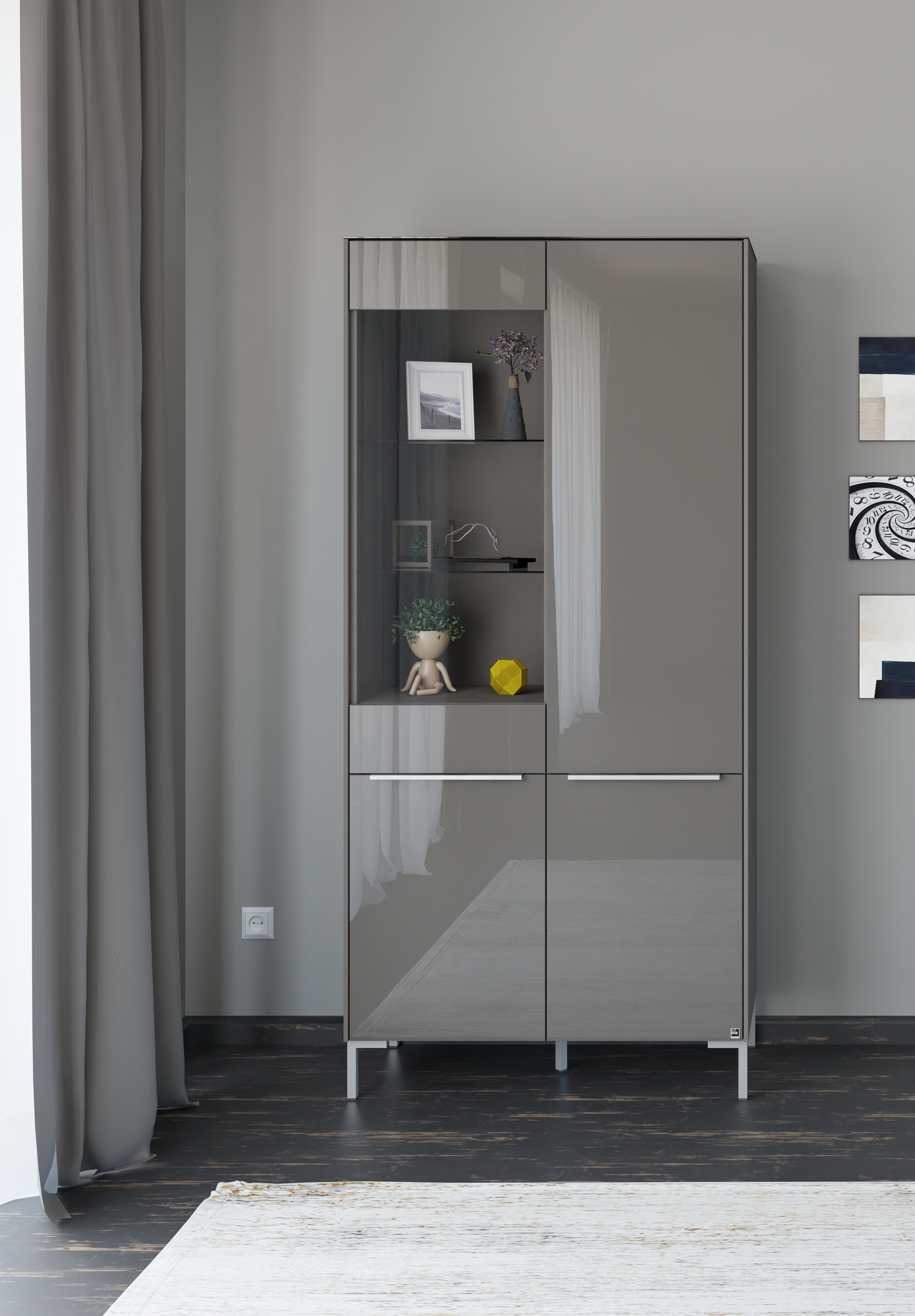 set one by Musterring Standvitrine Reno (1-St) Mit Winkelfuß in diversen Farben, 199 cm Höhe & Farbauswahl