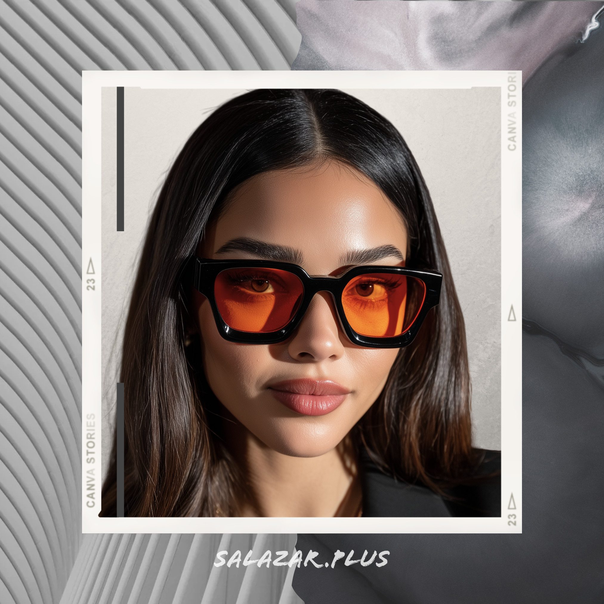 salazar.plus Sonnenbrille Dick Rechteckig Unisex Klotzig Damen Herren Brille grau schwarz orange Klotzige rechteckige Sonnenbrille UV400 Cat.1-3 leicht & stylisch