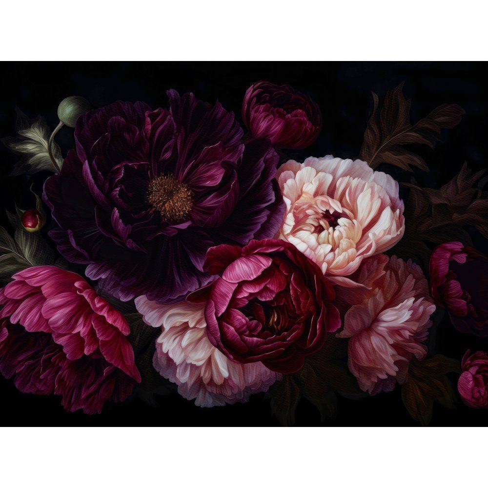 raxxa Platzset "Vintage Dunkelheit: Blumen auf Schwarz in barockem Glanz", (Set, 2-St., Platzdecken)