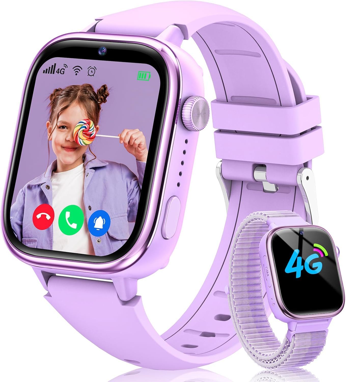 Sanorum GPS und Telefon, SOS Funktion Kinder Smartwatch (1,83 Zoll, 4G), mit Videoanrufe, Nachrichten, Schulmodus, Wecker, Kamera Schrittzähler