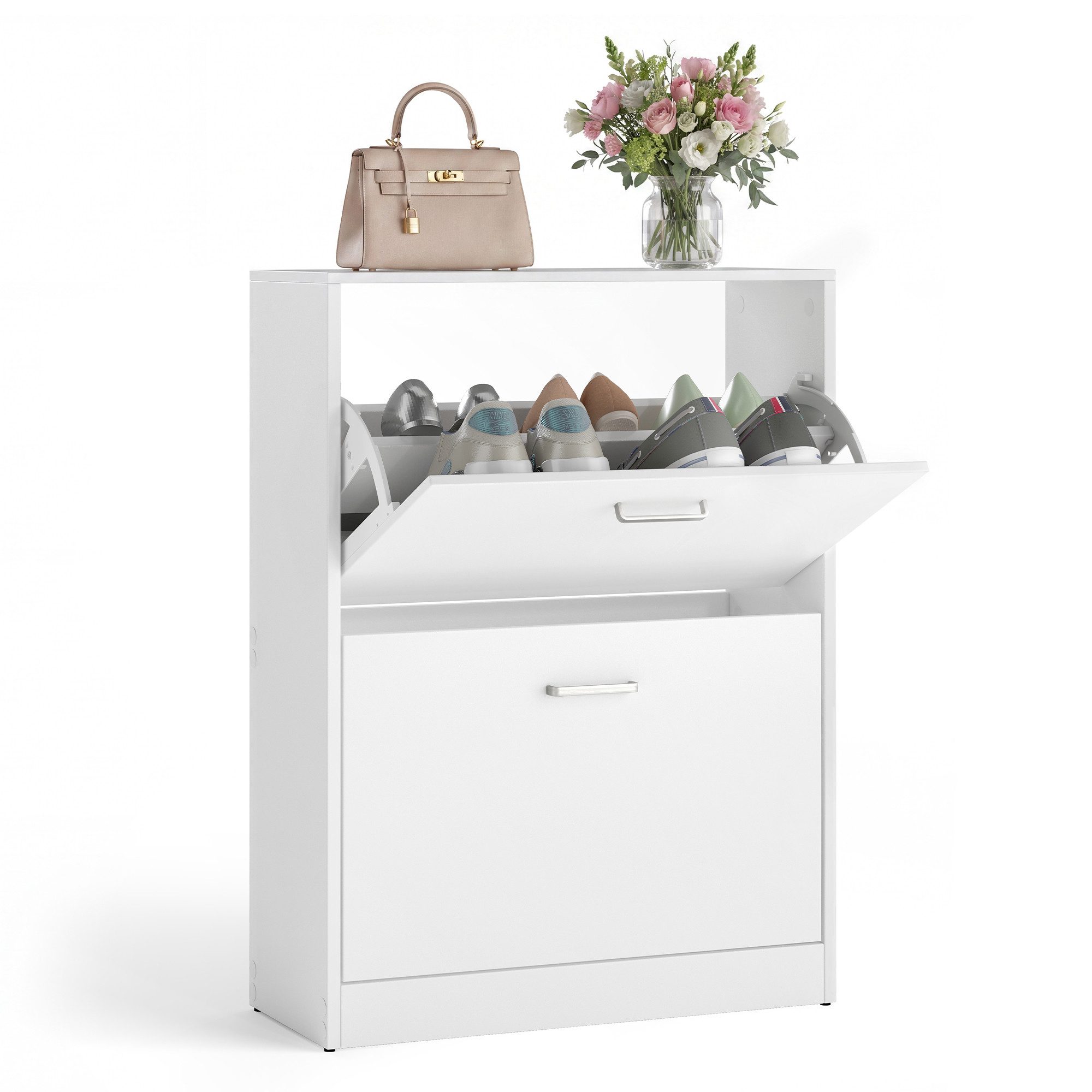VASAGLE Schuhschrank Schuhregal Schuhkipper mit 2 Klappen, für 12 Paar