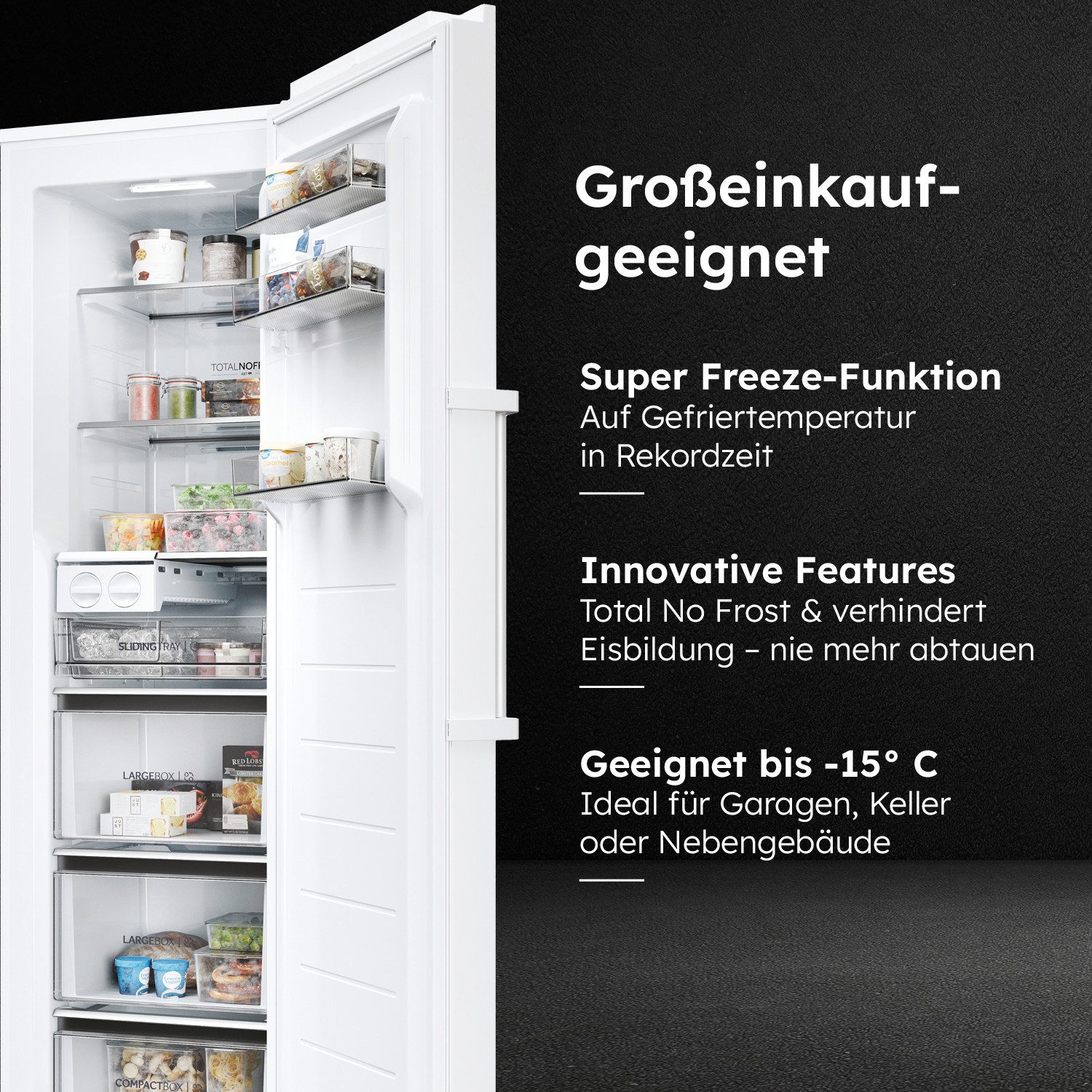 Haier Gefrierschrank Upright Freezer H4F306WAH1, 190 cm hoch, 60 cm breit, TWIST ICE MAKER