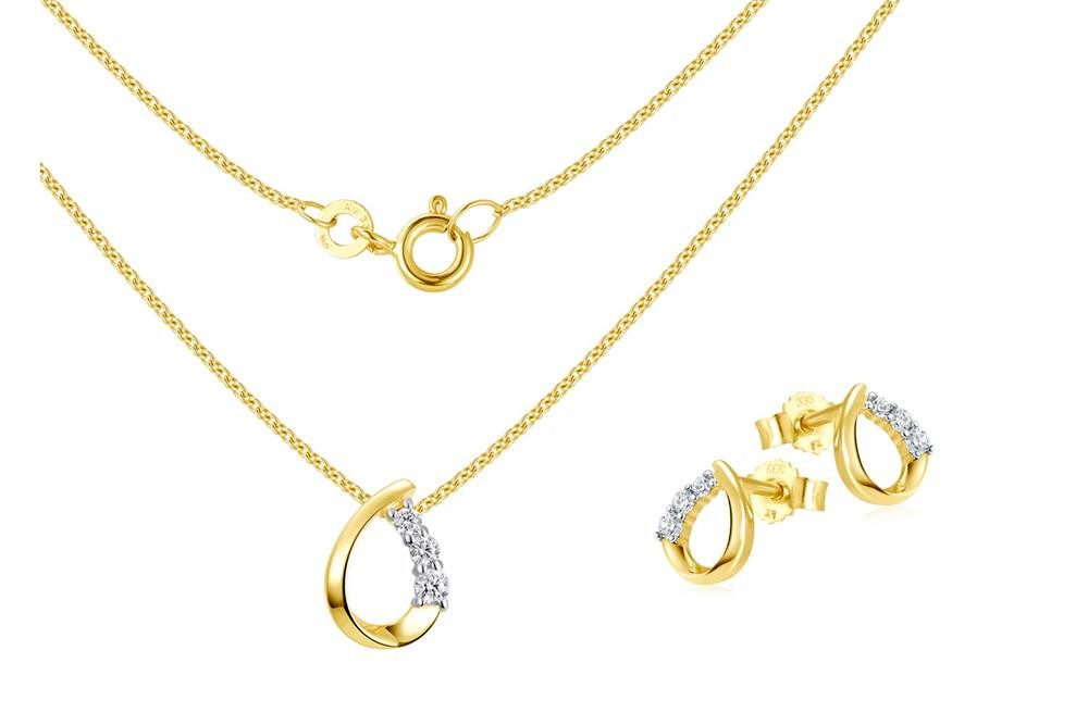 Silberkettenstore Schmuckset Schmuckset 3tlg. Panzerkette 1,2mm mit Anh. & Ohrst. SJR2048- 333 Gold