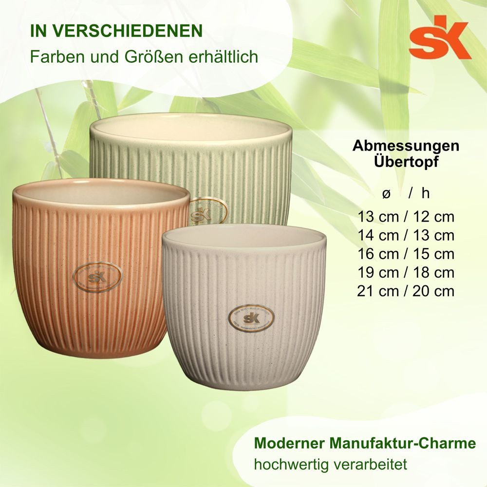 Heimwerkercenter Übertopf MePla - Set - Übertopf Belice ø13 - Pfirsich + Kulturtopf ø12