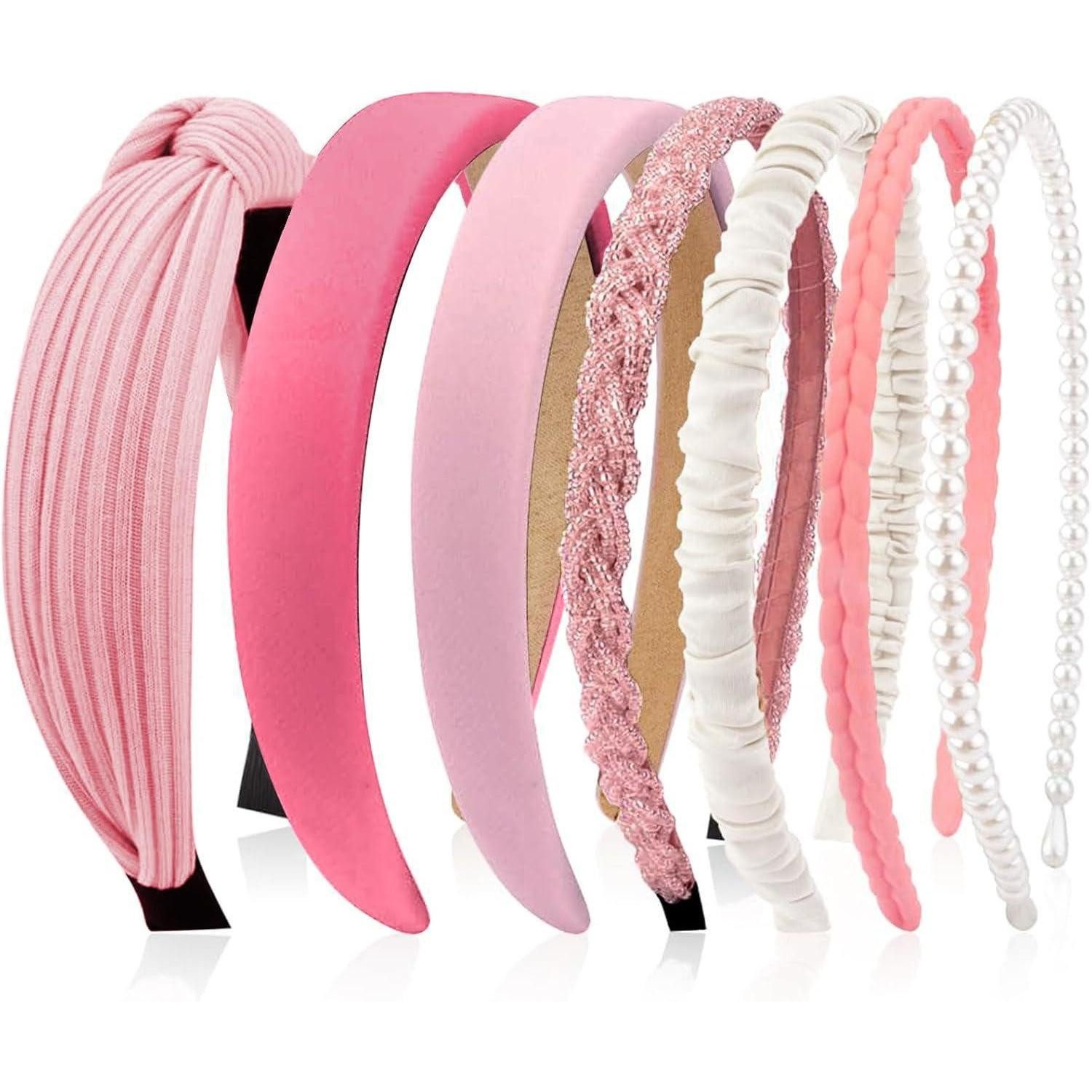 LuxusKollektion Haarband 7er Haarreifen-Set Damen: Perlen Stirnbänder, Kunststoff