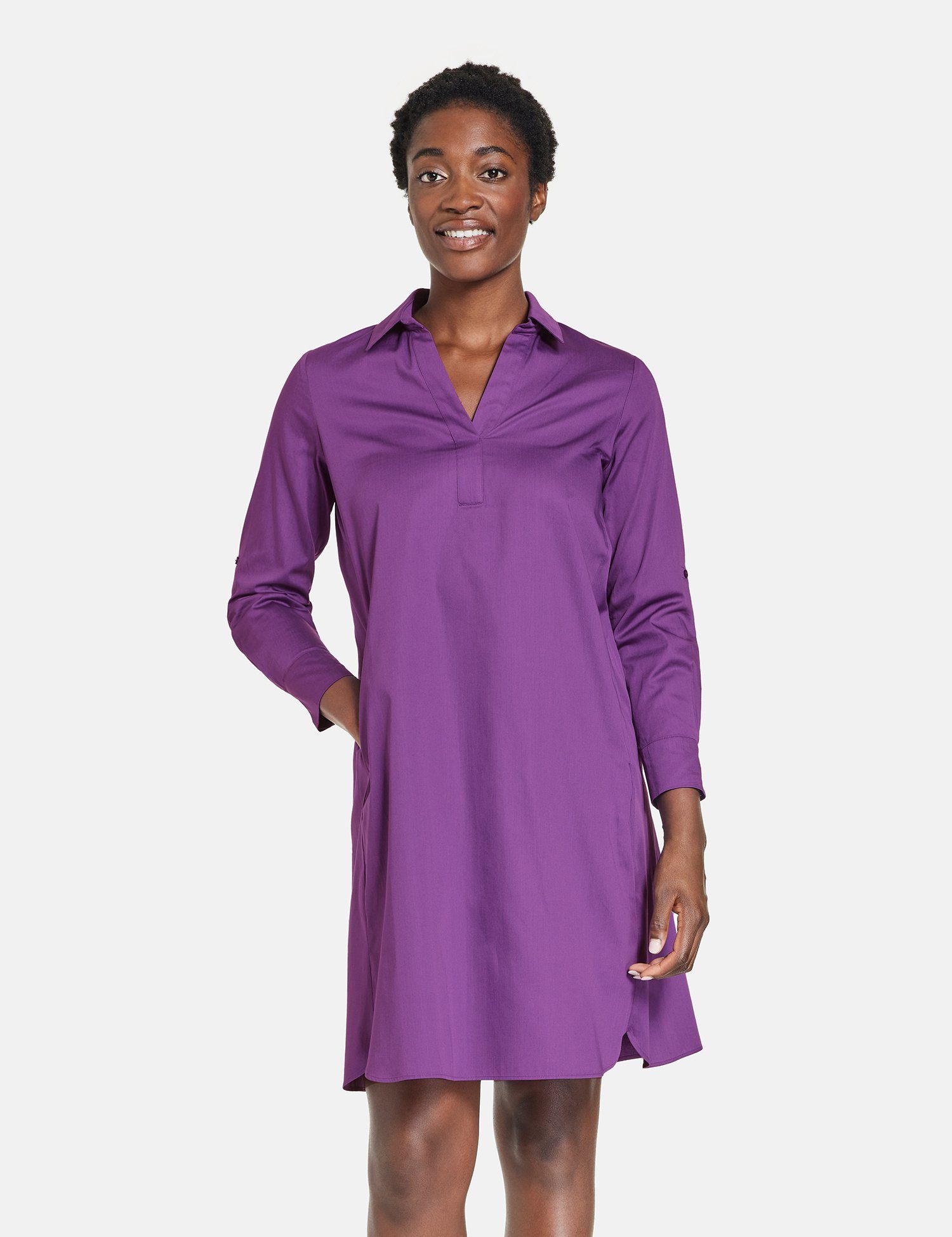GERRY WEBER Midikleid Blusenkleid mit Armriegel Purple