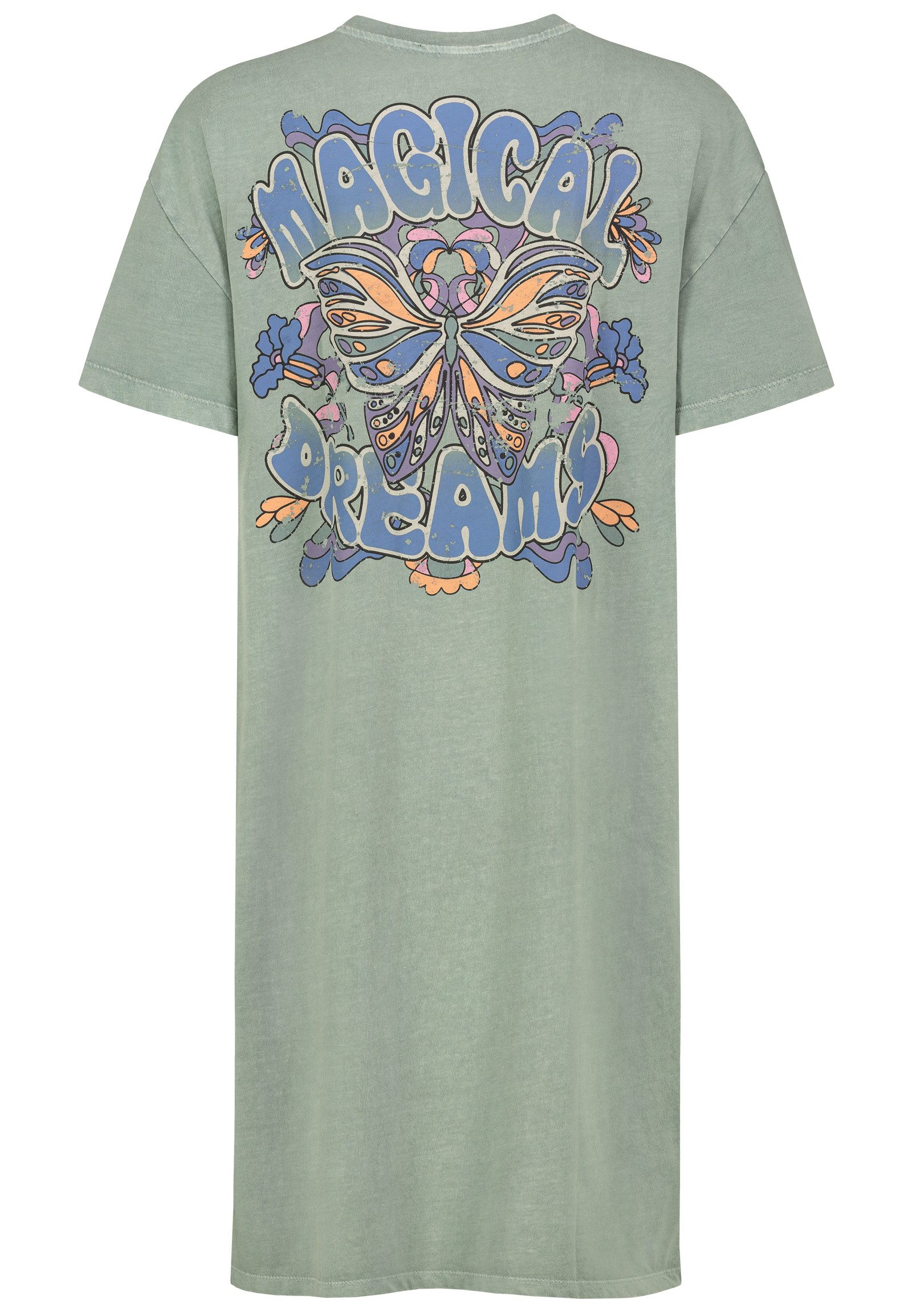 SUBLEVEL Shirtkleid Vintage-Wash mit Front- und Rückenaufdruck (lang) Vinta günstig online kaufen