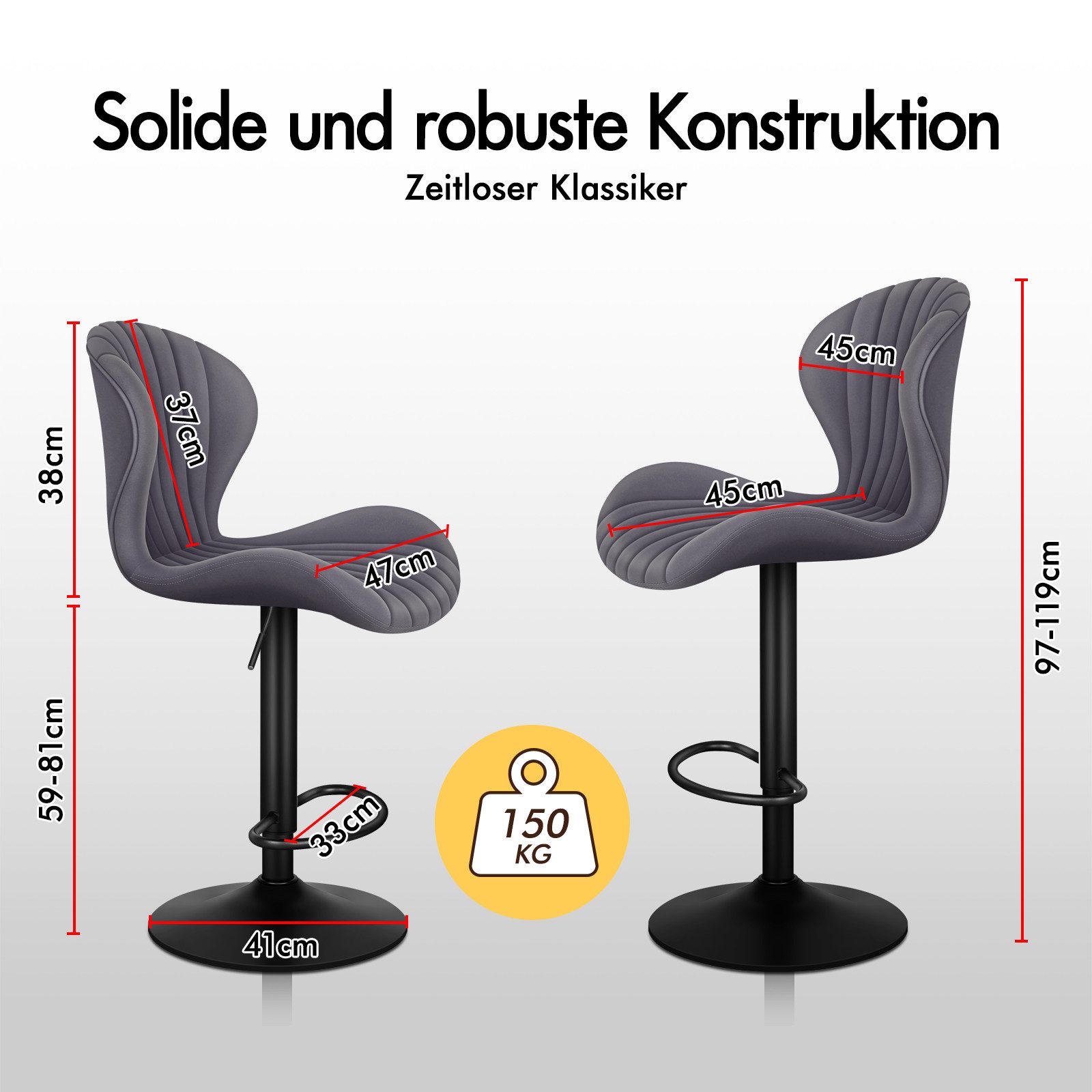 ALFORDSON Barhocker 2er Set, Höhenverstellbare Küchenhocker mit Schwenkfunk günstig online kaufen