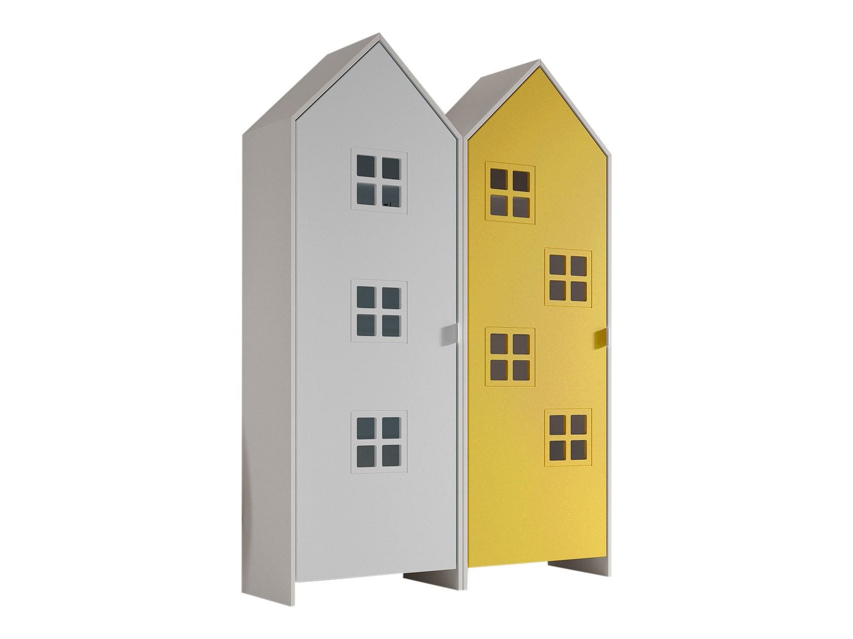 58 aufm Kessel Mehrzweckschrank-Set Regalschrank Set Kania 115x37x171 Regal Kombination MDF Weiß /Bunt, (inkl. Versand, Lieferung bis Verwendungsstelle), Set bestehend aus 2 Schränken mit 1 Tür, 3 Einlegeböden, Kleiderstange