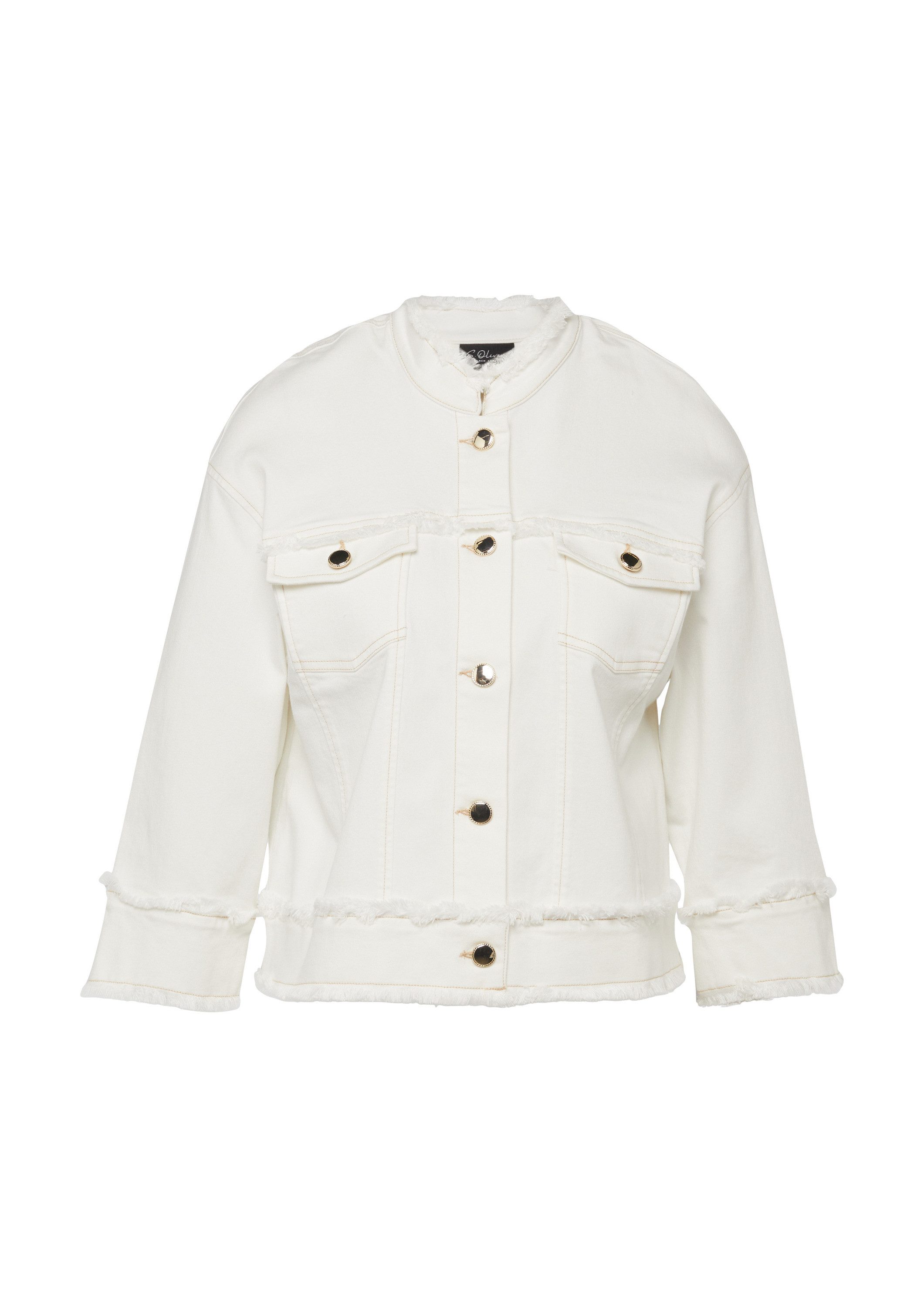 s.Oliver Funktionsjacke Indoor-Jacke Jacke aus Viskose-Baumwoll-Mix mit Fransen