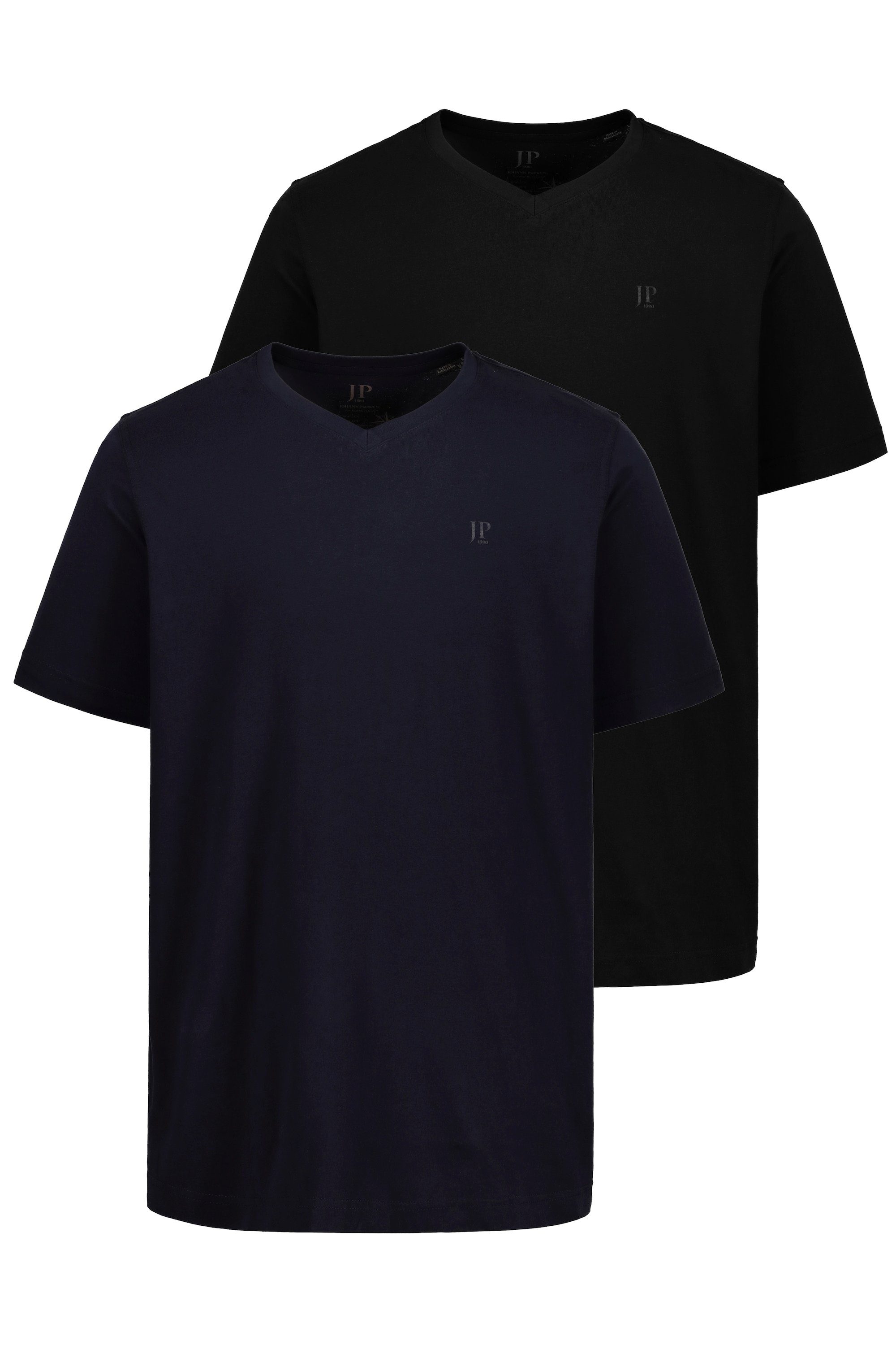 JP1880 T-Shirt T-Shirts Basic 2er-Pack V-Ausschnitt Halbarm (2-tlg) schwarz