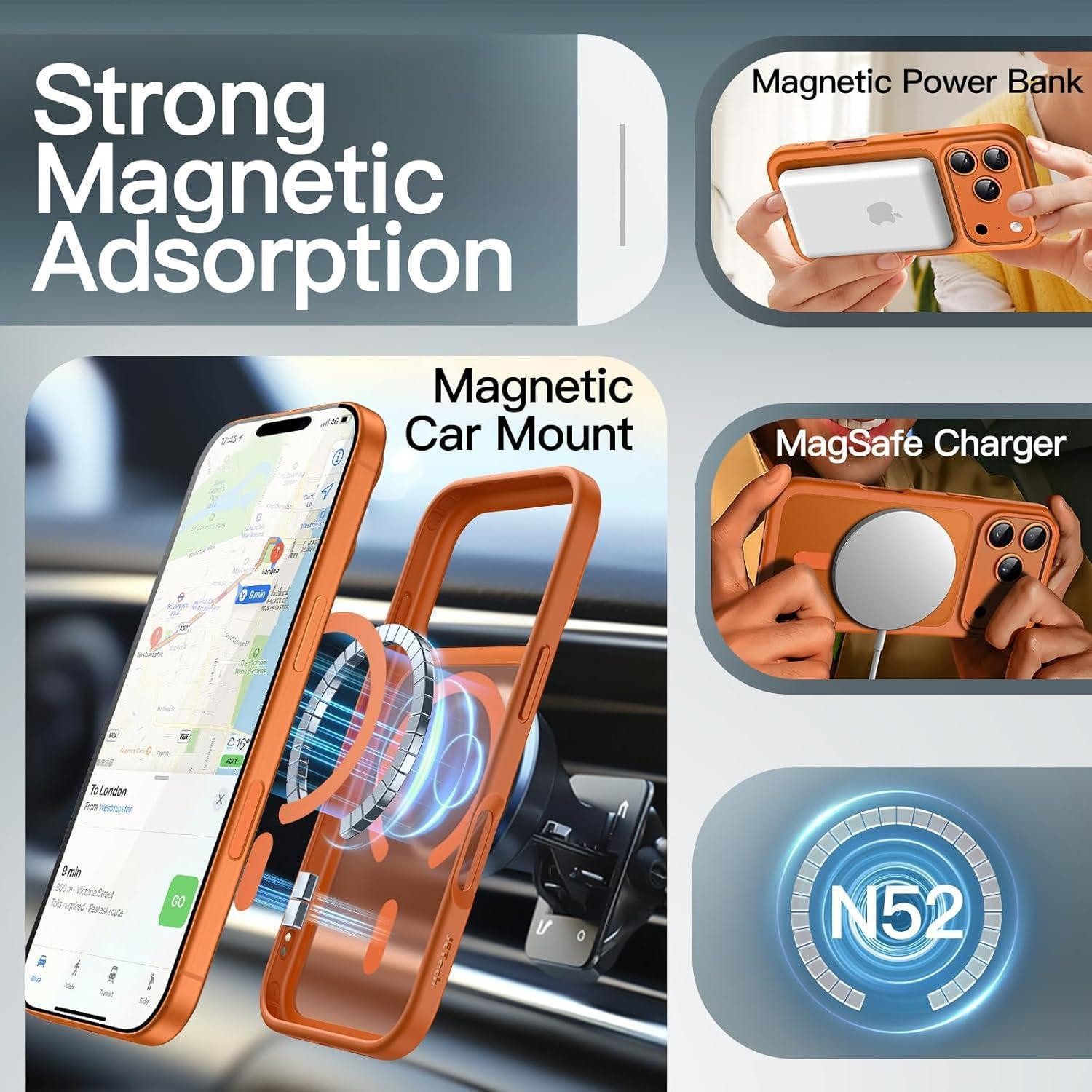 LuxusKollektion Smartphone-Hülle Handyhülle iPhone 17 Pro Max MagSafe Stoßfest Dünn Orange – Bild 3 von 5