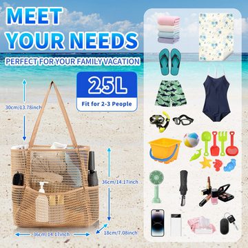 AquaBreeze XL-Strandtasche Faltbare Mesh Strandtasche Groß Beach Tote Bag (Damen Shopper Handtaschen mit Mehreren Taschen), Für Strand Familie Picknick Reise
