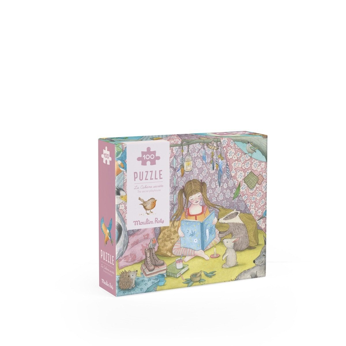 Moulin Roty Puzzle Rosalies Puzzle Geheimhütte (100 Teile) für Kinder mit Motiv, 100 Puzzleteile, Puzzle