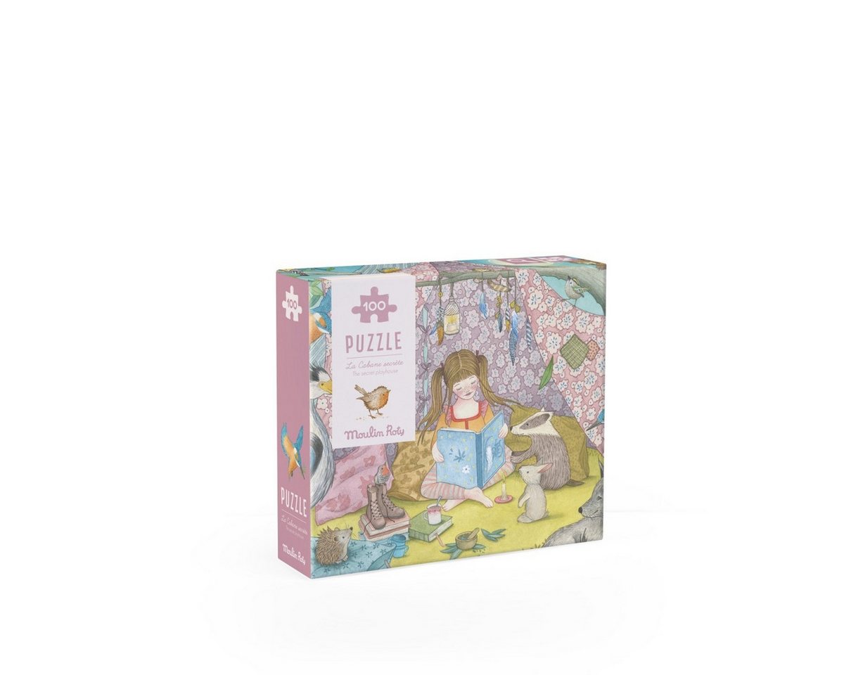 Moulin Roty Puzzle Rosalies Puzzle Geheimhütte (100 Teile) für Kinder mit Motiv, 100 Puzzleteile, Puzzle