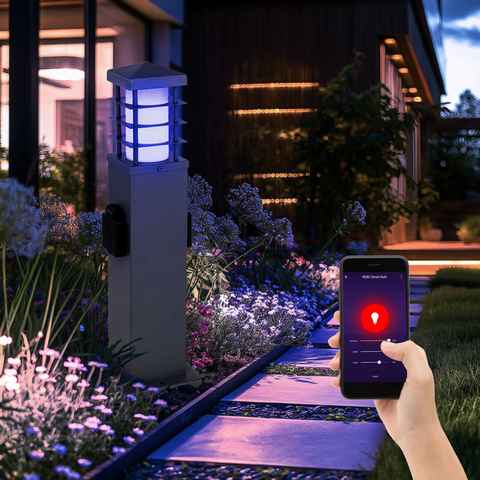 etc-shop LED Außen-Stehlampe, Leuchtmittel inklusive, Kaltweiß, Warmweiß, Neutralweiß, Tageslichtweiß, Farbwechsel, Smart LED Wege Lampe Steckdosen Garten Leuchte-