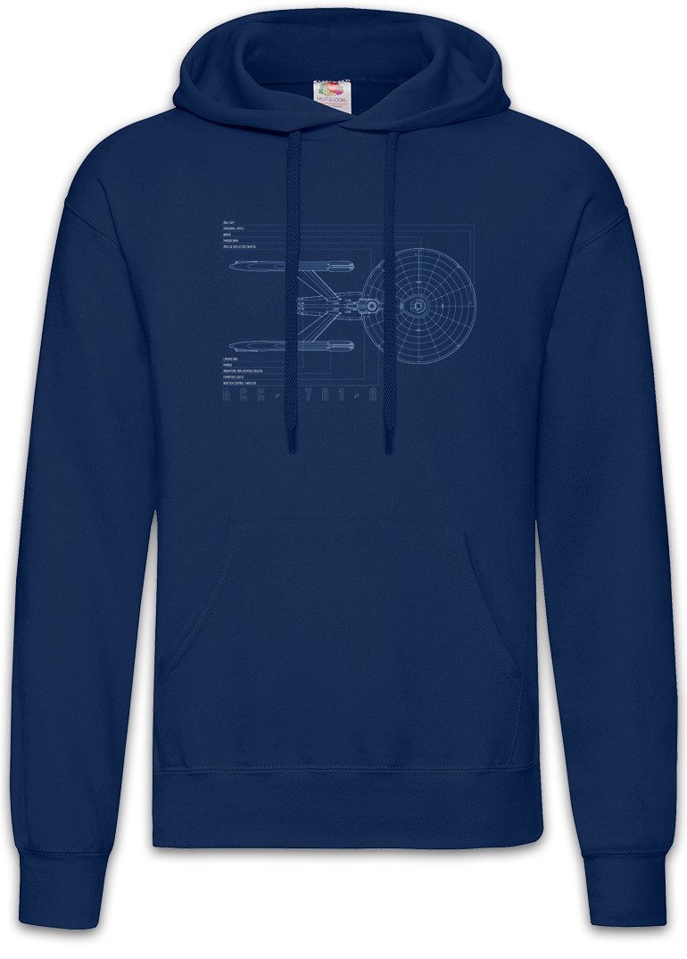 Hoodie Blueprint U.S.S. Federation Herren Hoodie Star SciFi Raumschiff Trek